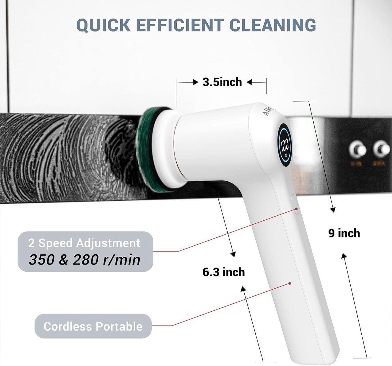 Alt view image 6 of 7 - AIRSEE Electric Spin Scrubber for Bathroom Bathtub, Cordless Power Spinning Scrub Brush, Handheld Shower Cleaner Brush with 6 Replaceable Brush Heads for Tile, Tub, Dish, Sink