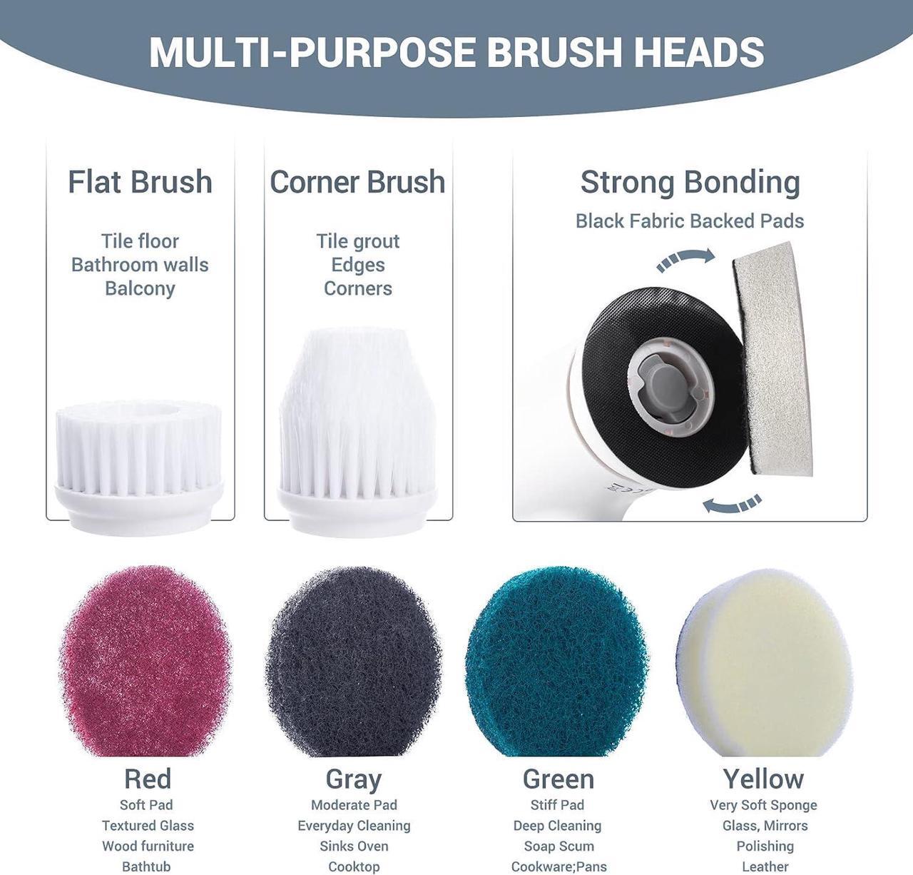 Alt view image 3 of 7 - AIRSEE Electric Spin Scrubber for Bathroom Bathtub, Cordless Power Spinning Scrub Brush, Handheld Shower Cleaner Brush with 6 Replaceable Brush Heads for Tile, Tub, Dish, Sink