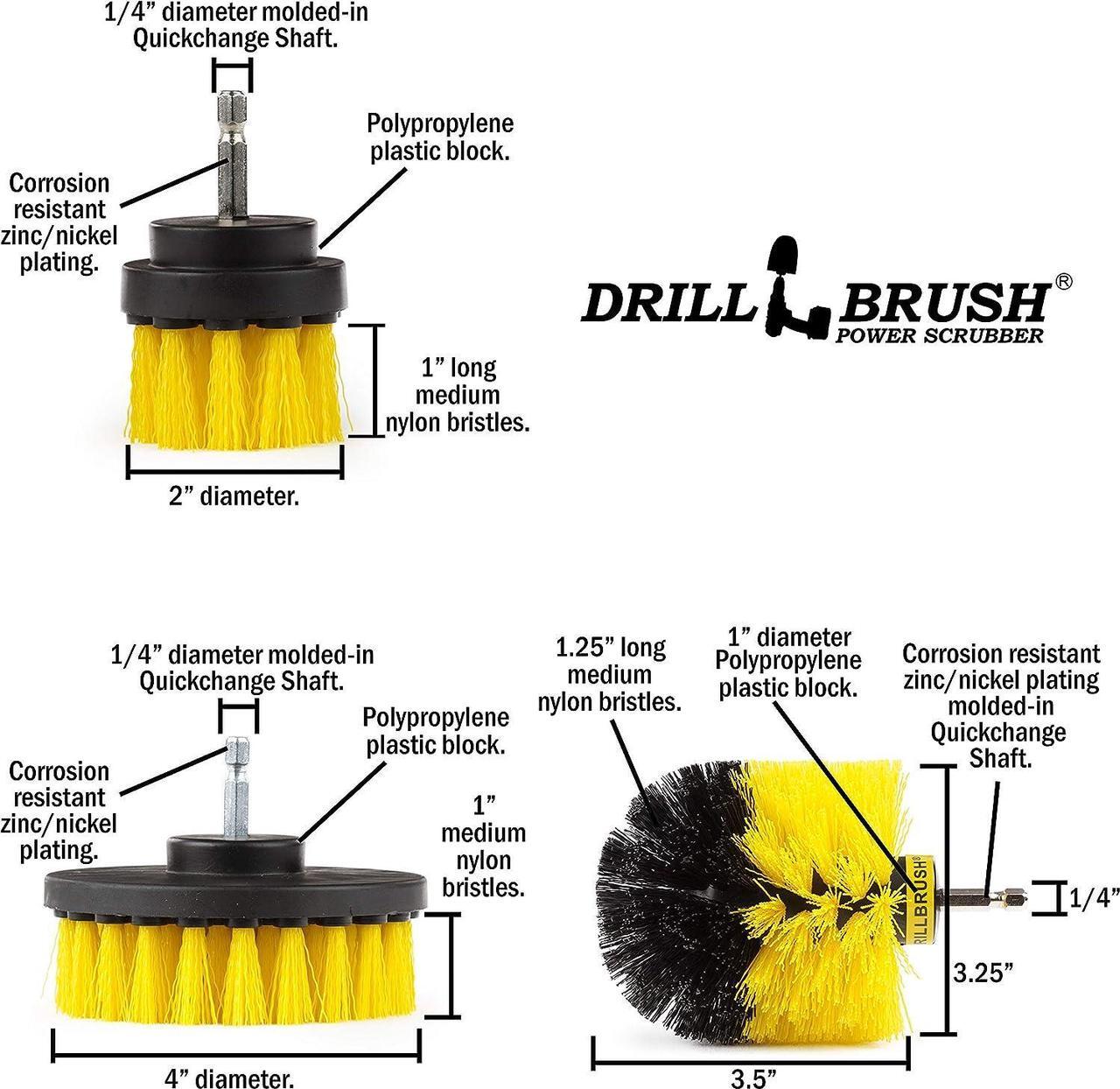 Alt view image 5 of 7 - Drill Brush Attachment - Bathroom Surfaces Tub, Shower, Tile and Grout All Purpose Power Scrubber Cleaning Kit Grout Drill Brush Set  Drill Brushes by Drill Brush Power Scrubber by Useful Products