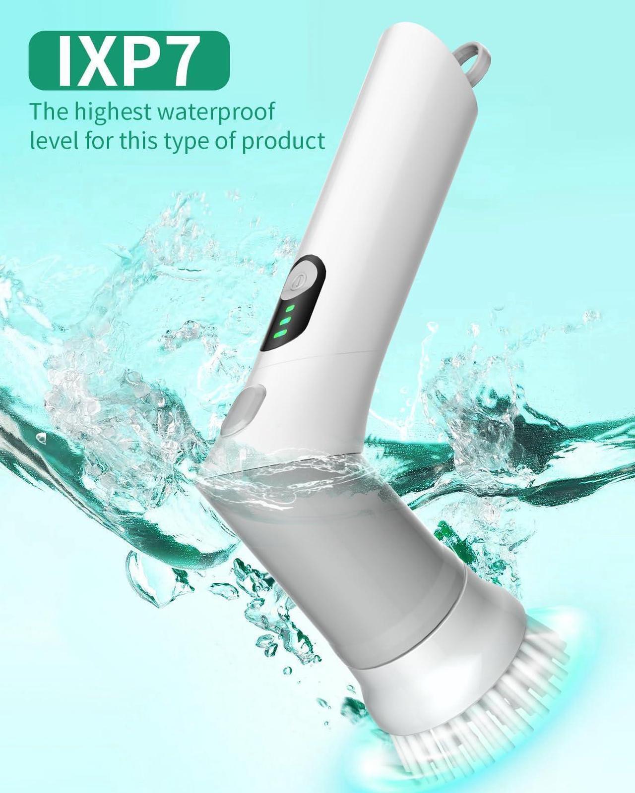 Alt view image 6 of 7 - SZFIXEZ Electric Spin Scrubber, Shower Cleaner Brush KS-2633, Handheld Power Brush with 2 Adjustable Angle, 6 Replacement Head for Cleaning Bathroom, tub, Tile, Sink, Window, Car (Grey)