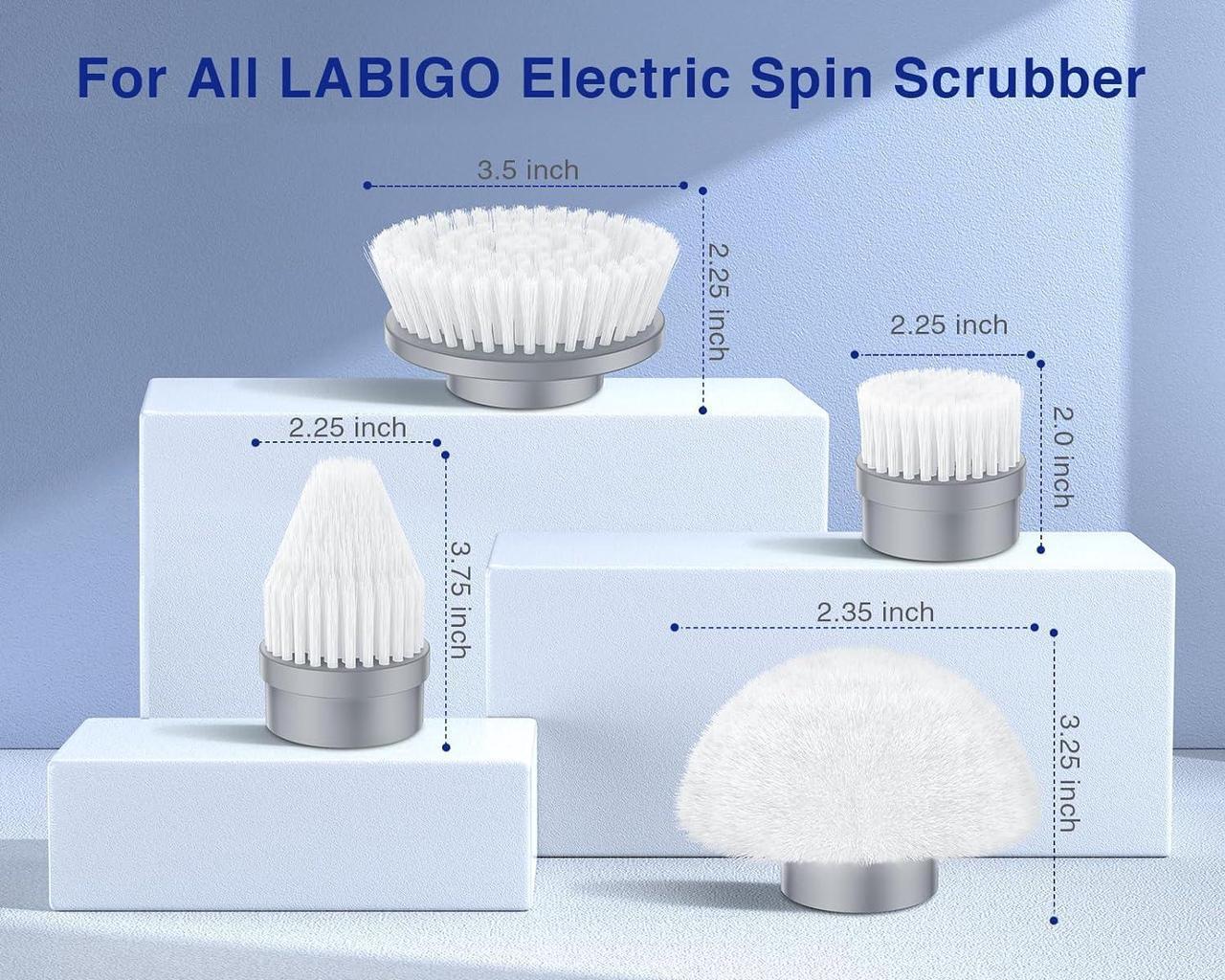 Alt view image 6 of 6 - LABIGO Brush Head 4 Pack, Replaceable Brush Heads for Spin Scrubber, Cordless Spin Scrubber Power Cleaning Brush for Bathroom Floor