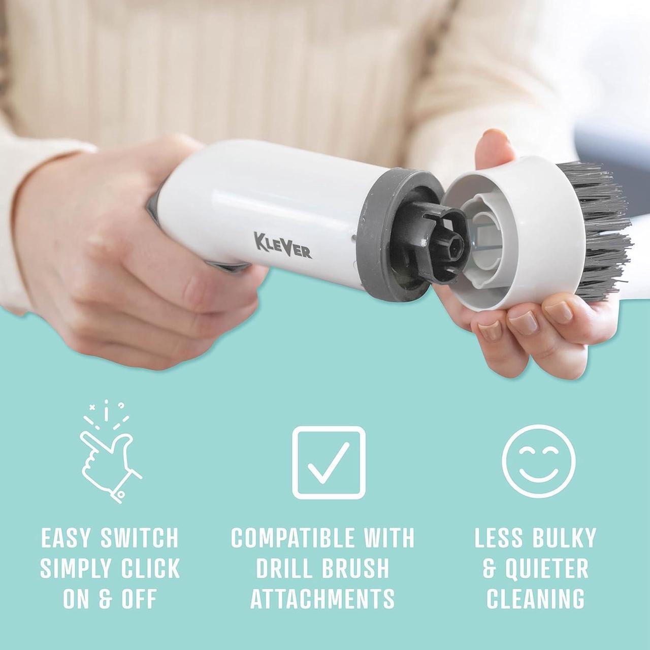 Alt view image 7 of 7 - Electric Spin Scrubber with 18 Brushes  Submersible, USB-Charging Electric Scrub Brush for Cleaning Hard Surfaces  Hard- & Soft-Bristled Power Cleaning Brushes  Klever Home Essentials for New Home