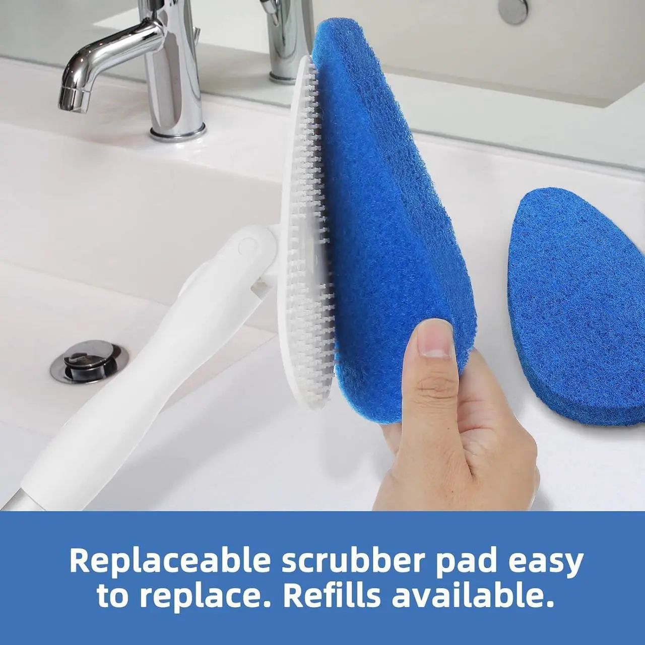 Alt view image 3 of 7 - Qaestfy Shower Bathtub Tub and Tile Scrubber Brush with 51'' Adjustable Long Handle Cleaning Brushes Lock in Place Scrub Brush Head for Bathroom Wall Floor Scrubbing Model QAE008