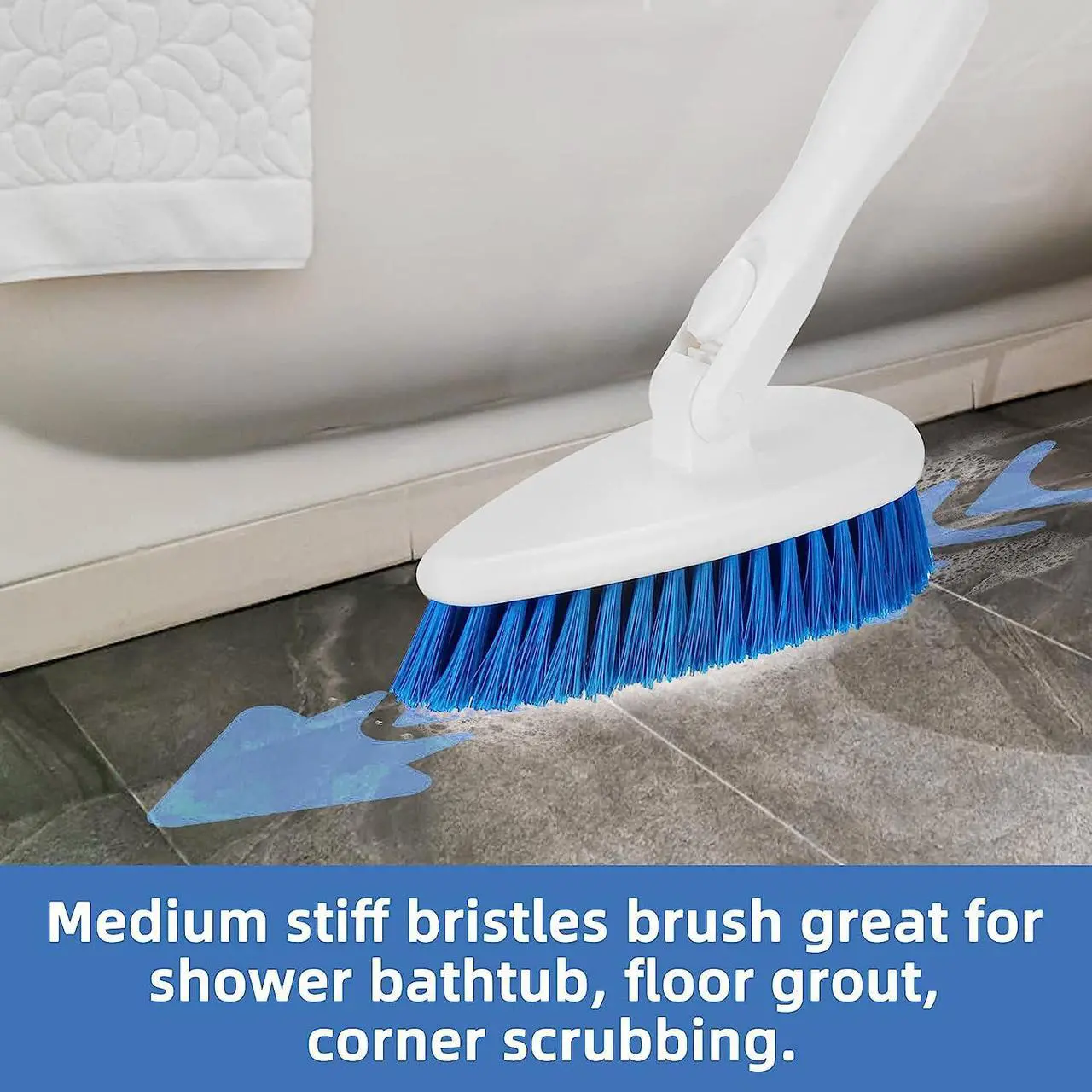 Alt view image 4 of 7 - Qaestfy Shower Bathtub Tub and Tile Scrubber Brush with 51'' Adjustable Long Handle Cleaning Brushes Lock in Place Scrub Brush Head for Bathroom Wall Floor Scrubbing Model QAE008