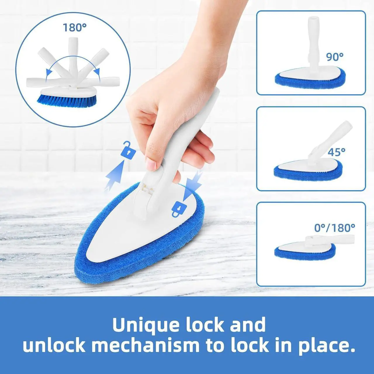 Alt view image 5 of 7 - Qaestfy Shower Bathtub Tub and Tile Scrubber Brush with 51'' Adjustable Long Handle Cleaning Brushes Lock in Place Scrub Brush Head for Bathroom Wall Floor Scrubbing Model QAE008