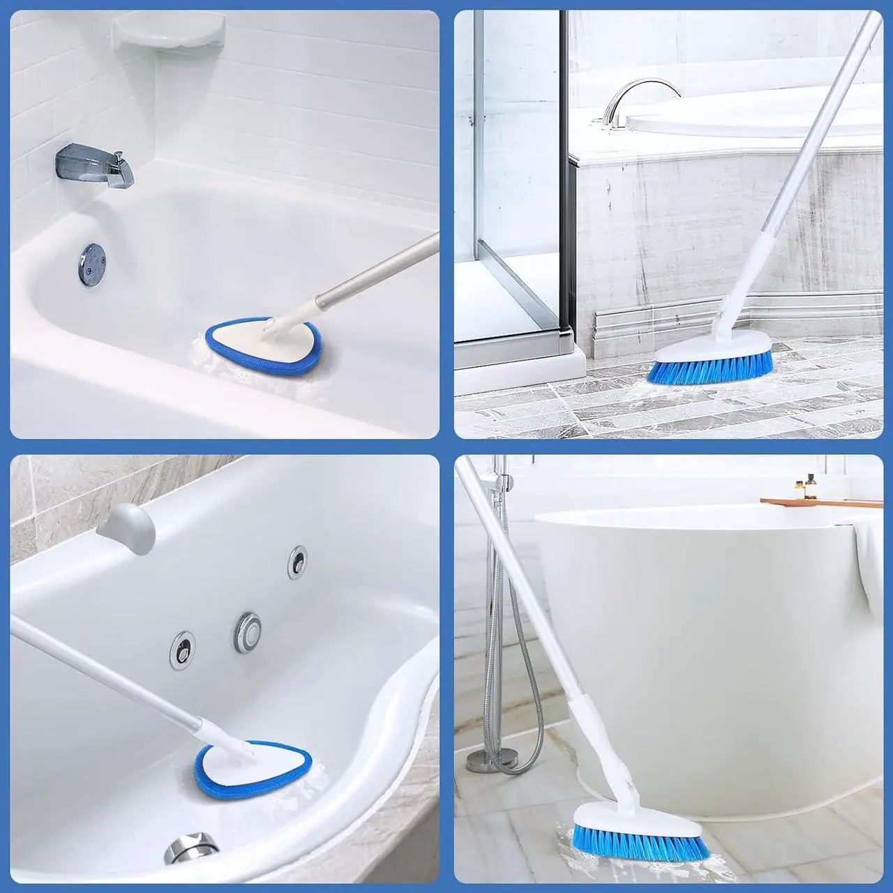 Alt view image 7 of 7 - Qaestfy Shower Bathtub Tub and Tile Scrubber Brush with 51'' Adjustable Long Handle Cleaning Brushes Lock in Place Scrub Brush Head for Bathroom Wall Floor Scrubbing Model QAE008
