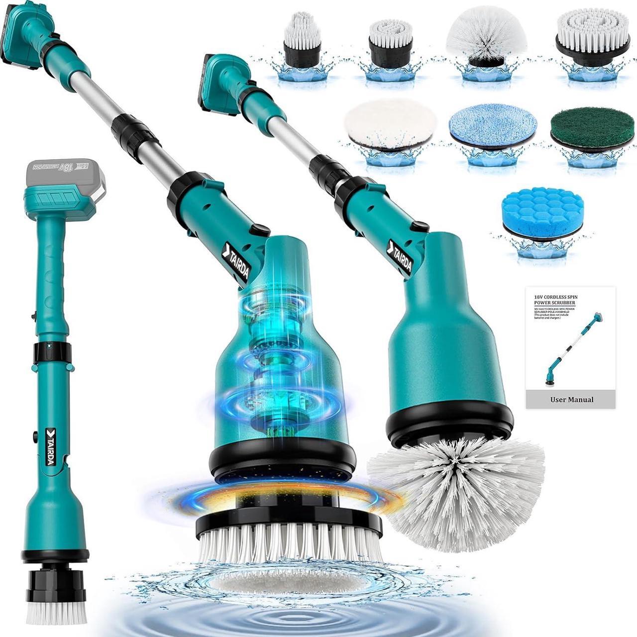 Main image of TAIRDA 1000RPM Electric Spin Scrubber for Makita 18V Battery(NO Battery), Cordless Power Spin Brush Scrubber with 8 Brushes, Long Adjustable Handle, for Cleaning Bathroom,Tub,Tile,Floor,Car(Bare Tool)