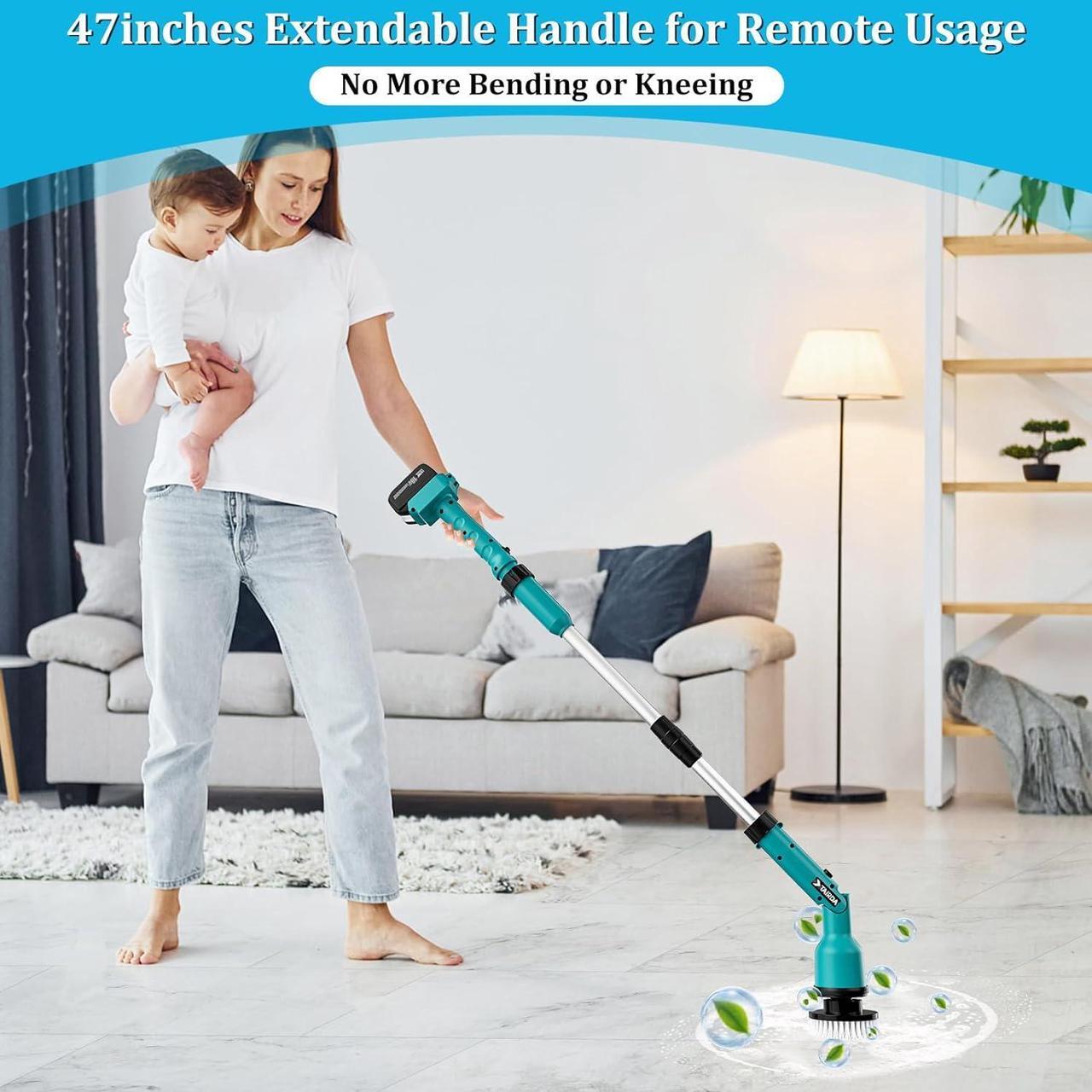 Alt view image 2 of 7 - TAIRDA 1000RPM Electric Spin Scrubber for Makita 18V Battery(NO Battery), Cordless Power Spin Brush Scrubber with 8 Brushes, Long Adjustable Handle, for Cleaning Bathroom,Tub,Tile,Floor,Car(Bare Tool)
