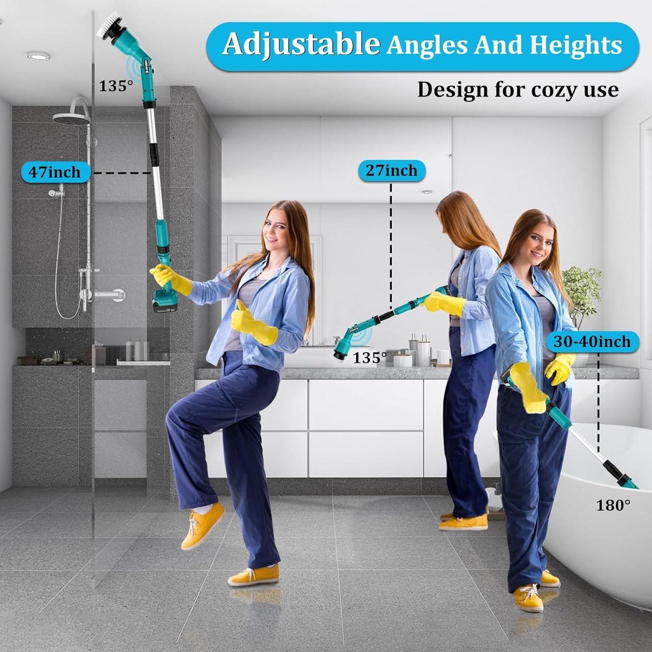 Alt view image 4 of 7 - TAIRDA 1000RPM Electric Spin Scrubber for Makita 18V Battery(NO Battery), Cordless Power Spin Brush Scrubber with 8 Brushes, Long Adjustable Handle, for Cleaning Bathroom,Tub,Tile,Floor,Car(Bare Tool)