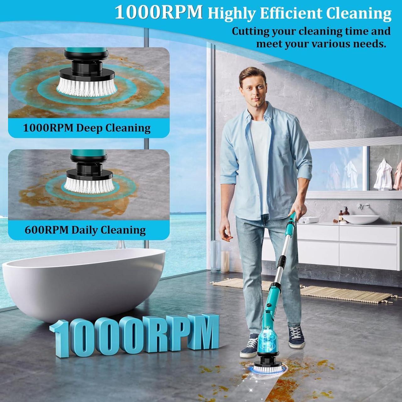 Alt view image 3 of 7 - TAIRDA 1000RPM Electric Spin Scrubber for Makita 18V Battery(NO Battery), Cordless Power Spin Brush Scrubber with 8 Brushes, Long Adjustable Handle, for Cleaning Bathroom,Tub,Tile,Floor,Car(Bare Tool)