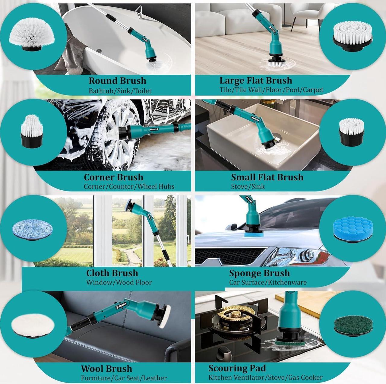 Alt view image 7 of 7 - TAIRDA 1000RPM Electric Spin Scrubber for Makita 18V Battery(NO Battery), Cordless Power Spin Brush Scrubber with 8 Brushes, Long Adjustable Handle, for Cleaning Bathroom,Tub,Tile,Floor,Car(Bare Tool)