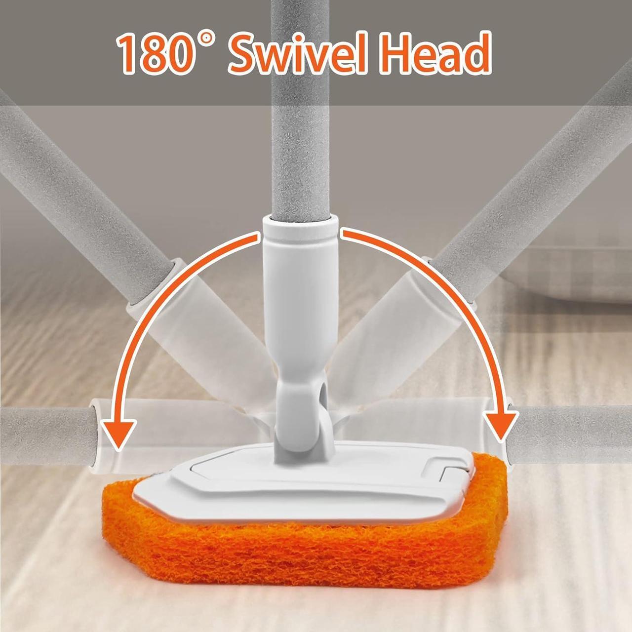Alt view image 4 of 6 - JEHONN 4-in-1 Tile Tub Scrubber with Long Handle, Upgraded Shower Cleaning Brush, 4 Different Function Scrub Brush Attachments Head for Bathroom, Bathtub, Floor, Wall, Baseboard