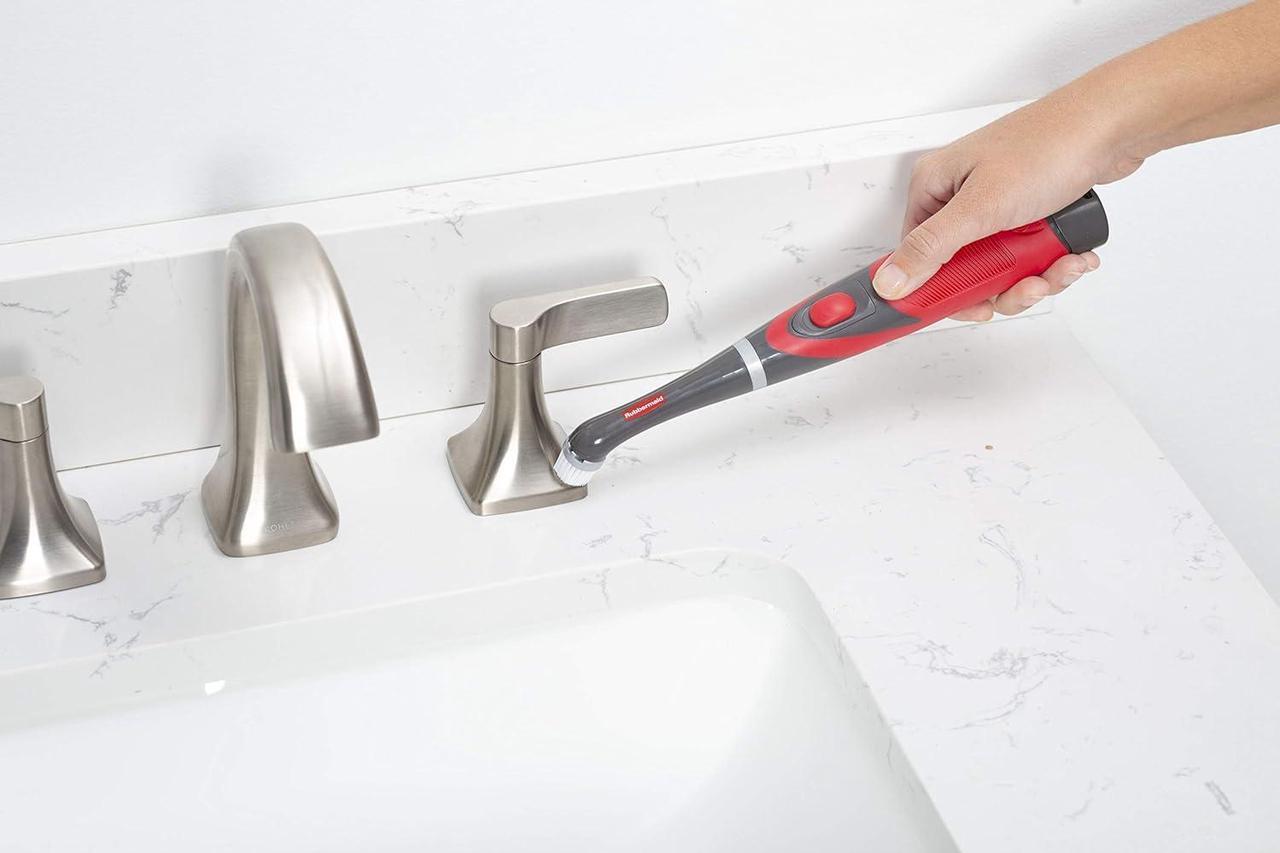 Alt view image 5 of 7 - Rubbermaid Reveal Power Scrubber Attachable Soft Bristle & Velcro Head with 6 Microfiber Pads, for Cordless Electric Battery Powered Scrub Brush, Ideal for Shoes/Sneakers/Car Trim/Tires/Furniture