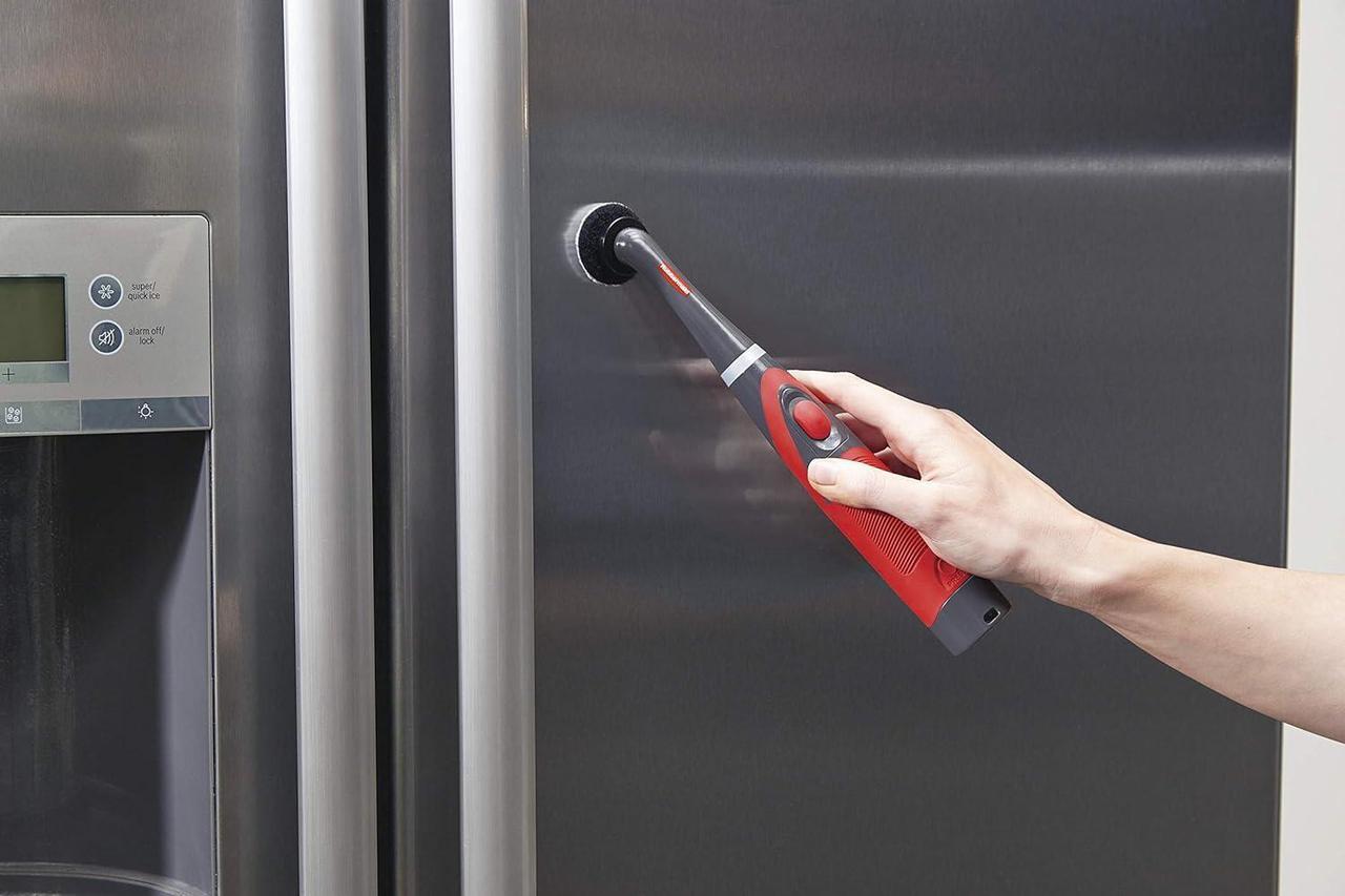 Alt view image 6 of 7 - Rubbermaid Reveal Power Scrubber Attachable Soft Bristle & Velcro Head with 6 Microfiber Pads, for Cordless Electric Battery Powered Scrub Brush, Ideal for Shoes/Sneakers/Car Trim/Tires/Furniture