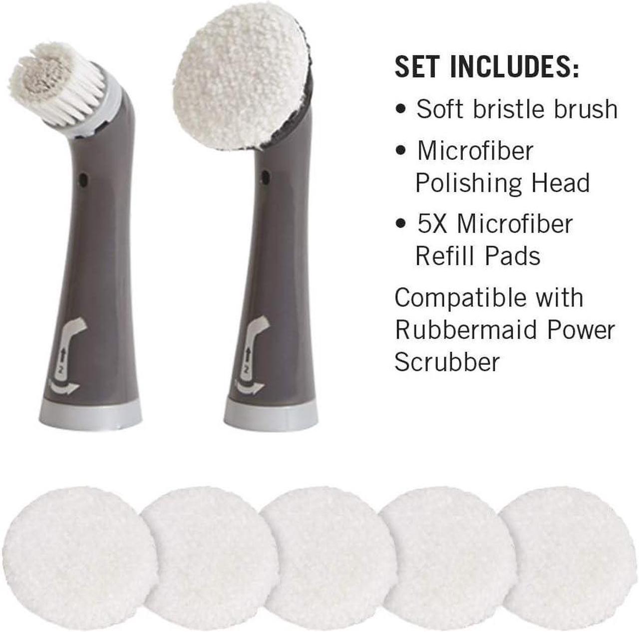 Alt view image 7 of 7 - Rubbermaid Reveal Power Scrubber Attachable Soft Bristle & Velcro Head with 6 Microfiber Pads, for Cordless Electric Battery Powered Scrub Brush, Ideal for Shoes/Sneakers/Car Trim/Tires/Furniture
