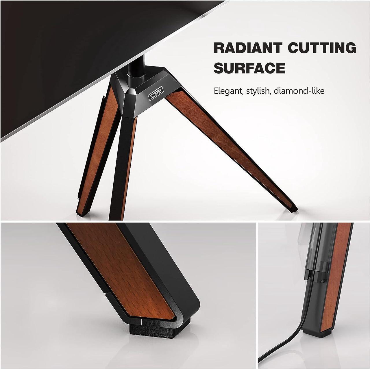 Alt view image 5 of 7 - FITUEYES Design Corner TV Stand for 37 43 50 55 65 Inch TV, Tripod TV Stand Modern Easel TV Floor Stand for LED LCD Screens with Concealed Storage Wood Iron TV Furniture, Picasso Series