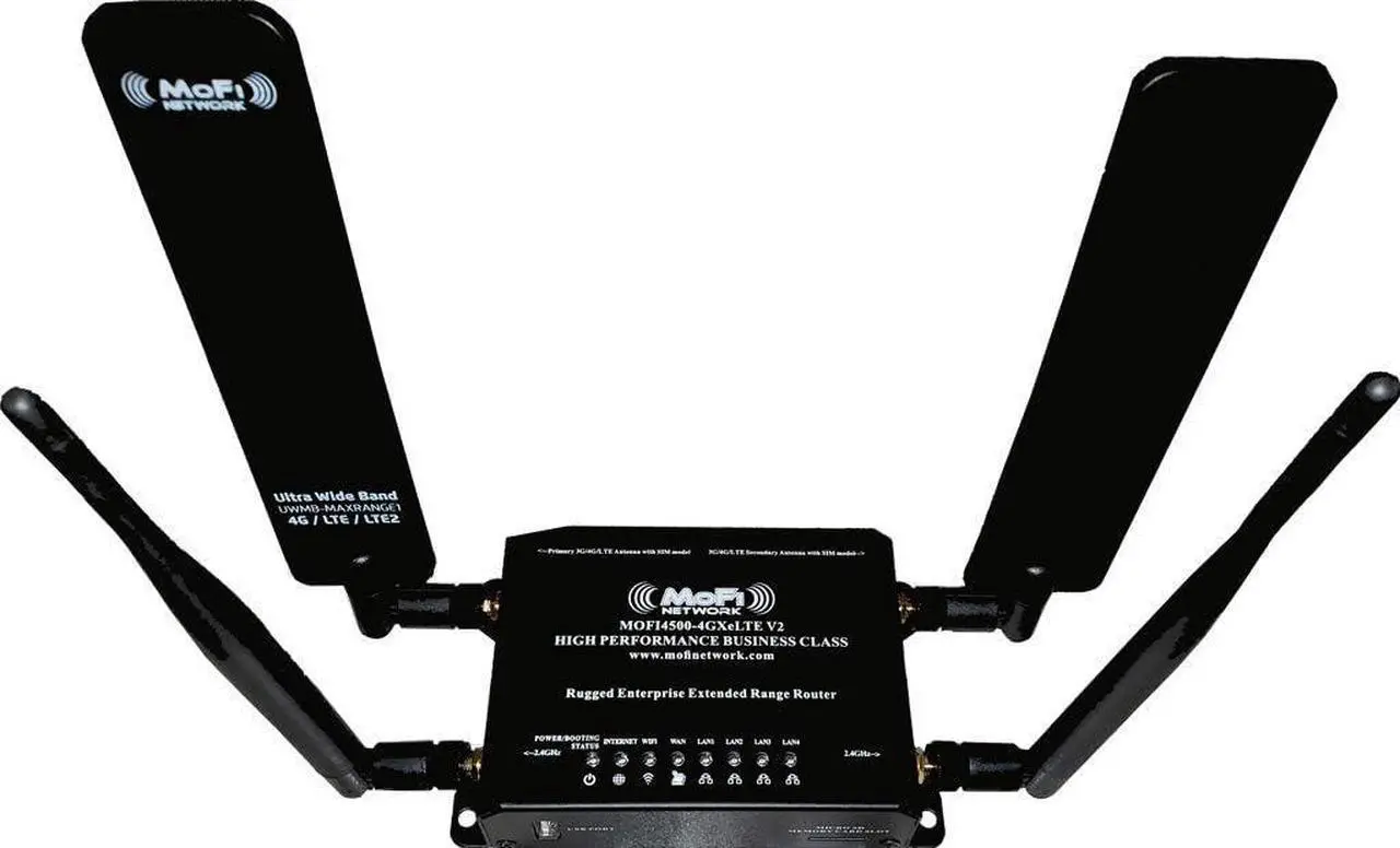 Main image of MOFI4500-4GXeLTE-SIM8-COMBO 4G/LTE Router with Upgraded 2 x Cell Antenna AT&T T-Mobile Verizon SIM Slot with Band 2,4,5,12,13,14,17,66,71