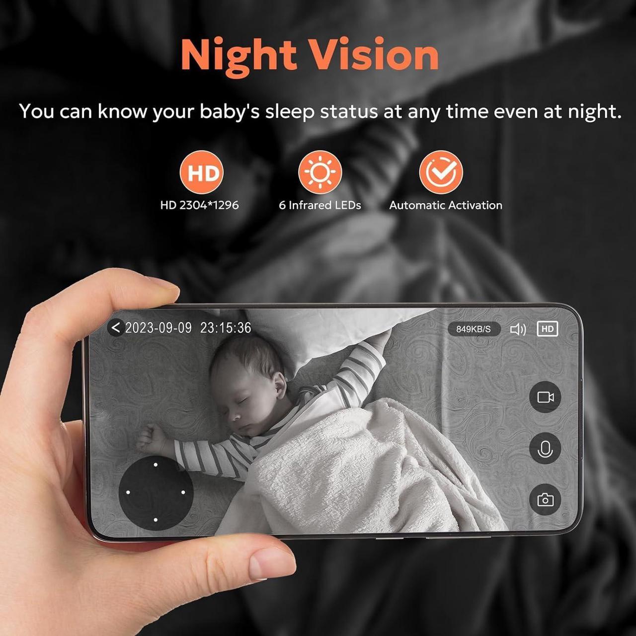 Alt view image 3 of 7 - Indoor Security Camera 2K, Owltron 360 Camera for Home Security with Motion Detection, Baby Monitor Camera with Phone App, 2.4G WiFi Camera with Night Vision & 2-Way Audio, Works with Alexa