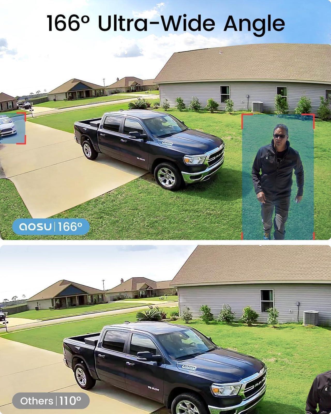Alt view image 5 of 7 - AOSU Security Cameras Wireless Outdoor Home System, Real 2K HD Night Vision, No Subscription, 240-Day Battery Life, 166° Wide View, Spotlight & Siren Alarm, Motion Alert, Support 2.4G & 5G WiFi Router