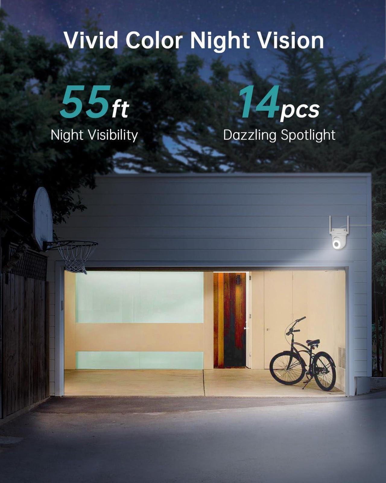 Alt view image 6 of 7 - ZUMIMALL 5G Security Cameras Outdoor with 10FT USB Extension Cable, 24/7 Wired Cameras for Home Security, 5MP WiFi Outdoor Security Camera with 360°PTZ, Auto Tracking, Motion&Noise Alert, Works with A