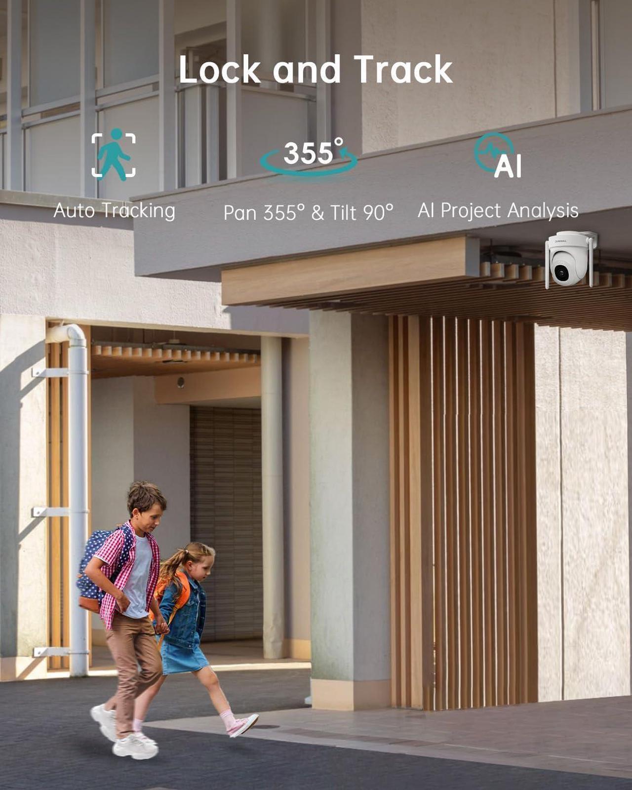 Alt view image 7 of 7 - ZUMIMALL 5G Security Cameras Outdoor with 10FT USB Extension Cable, 24/7 Wired Cameras for Home Security, 5MP WiFi Outdoor Security Camera with 360°PTZ, Auto Tracking, Motion&Noise Alert, Works with A
