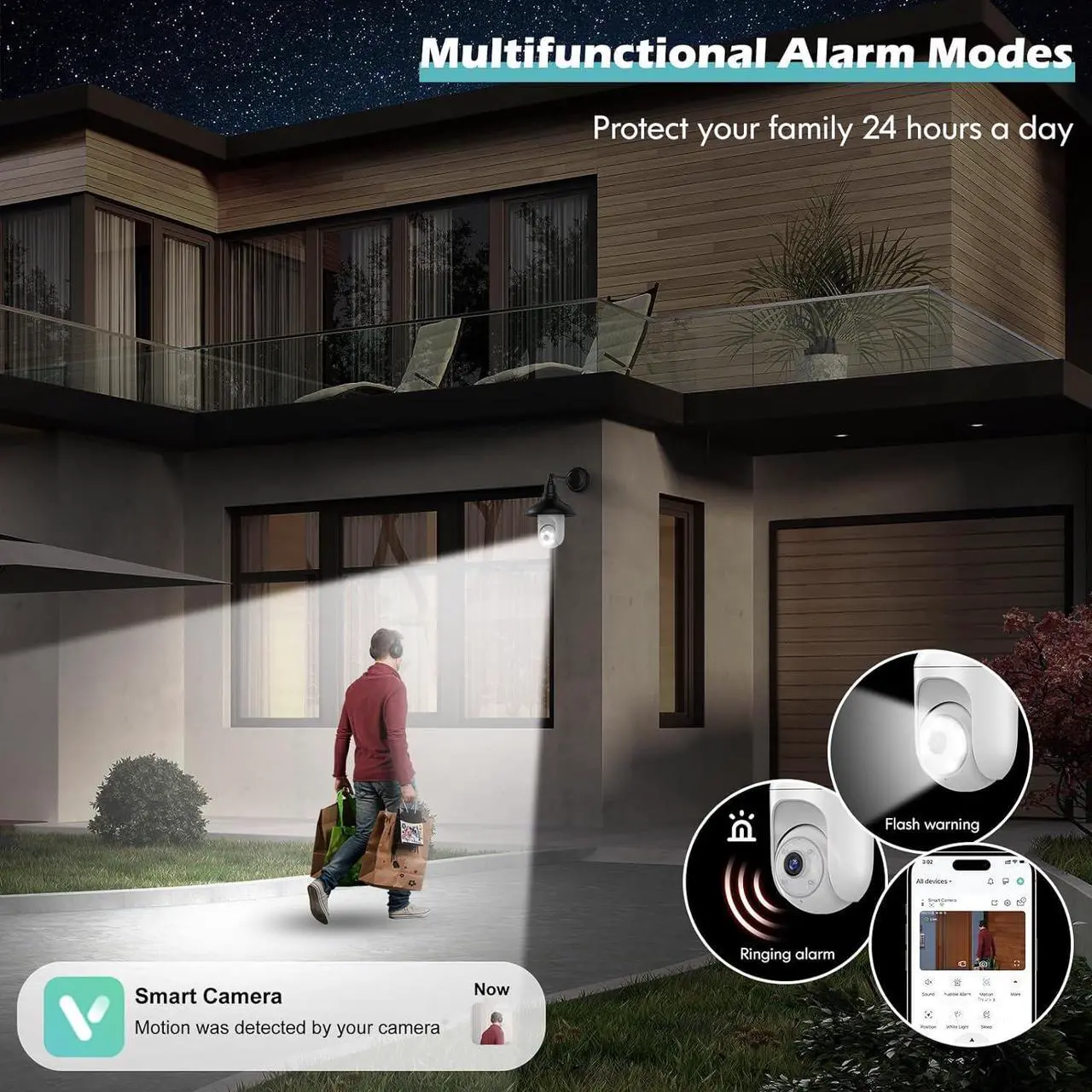 Alt view image 7 of 7 - 3Packs 2K Bulb Security Cameras Wireless Outdoor Indoor, 2.4GHz WiFi Cameras for Home Security with Spotlight, Color Night Vision, Motion Detection, 2-Way Audio, Audible Alarm