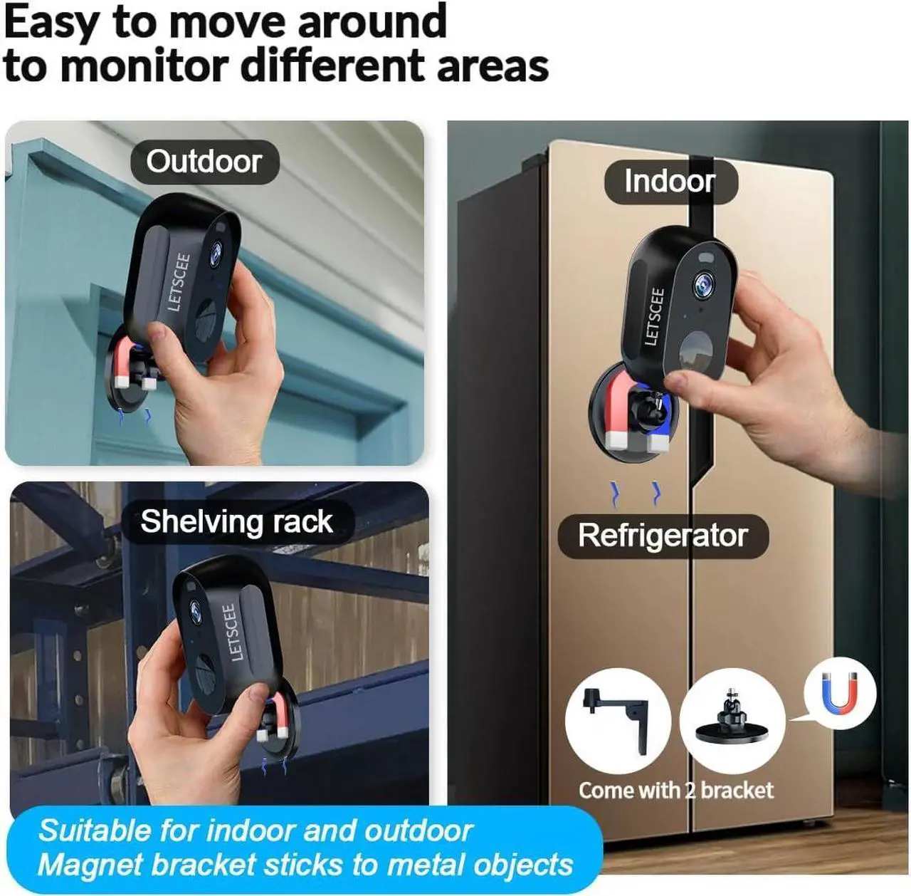 Alt view image 3 of 7 - Wireless Battery Cameras Outdoor.Indoor Outdoor Home Security Cameras, with Night Version,Motion Detection,2-Way Audio,Waterproof,Cloud Storage,No Subscription(4 Pack)