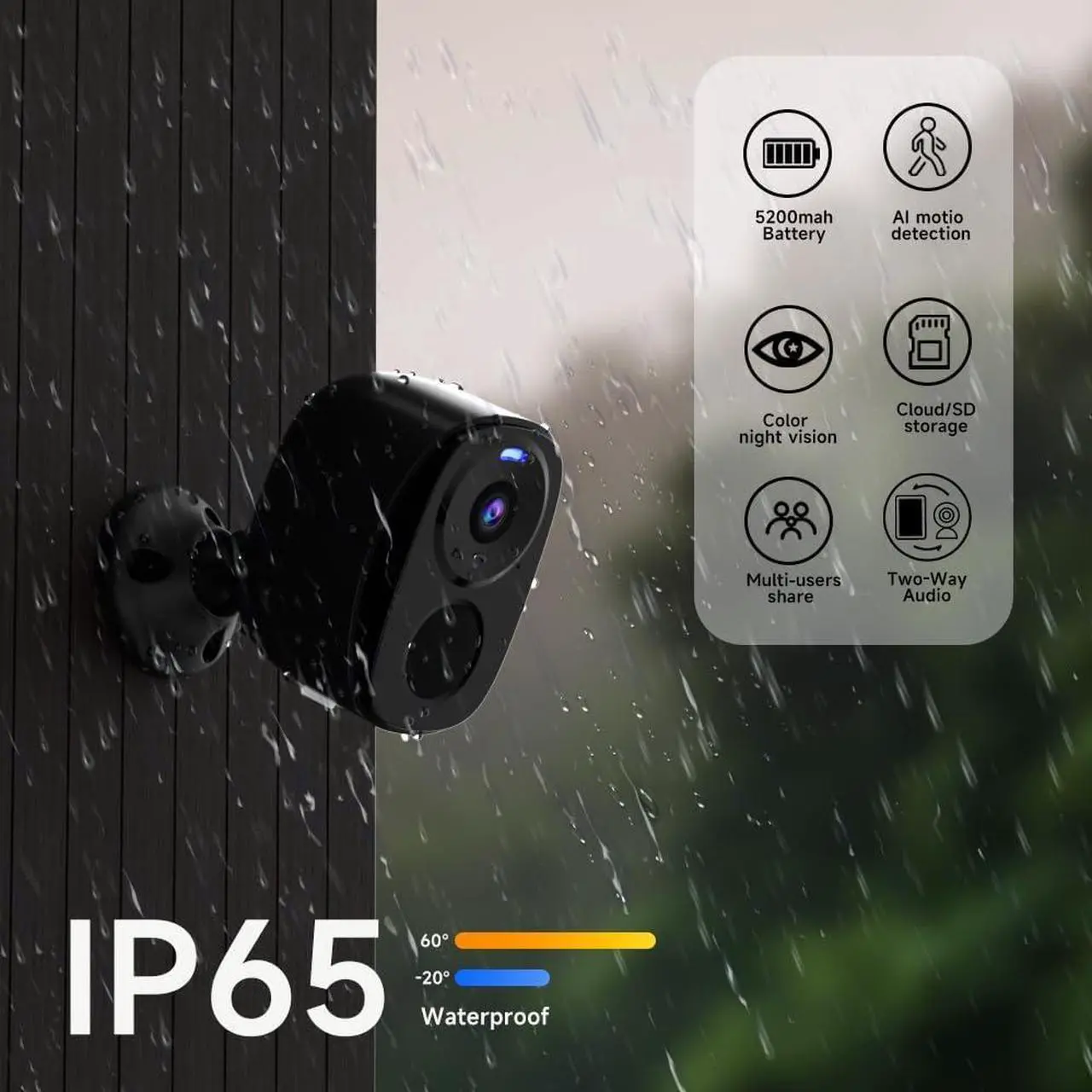 Alt view image 7 of 7 - 2K Security Cameras Wireless Outdoor,2pc WiFi Security Indoor Cameras for Home Security with Spotlight & Siren Alarm, 2-Way Audio, Color Night Vision, AI Detection for Home Security, Waterproof