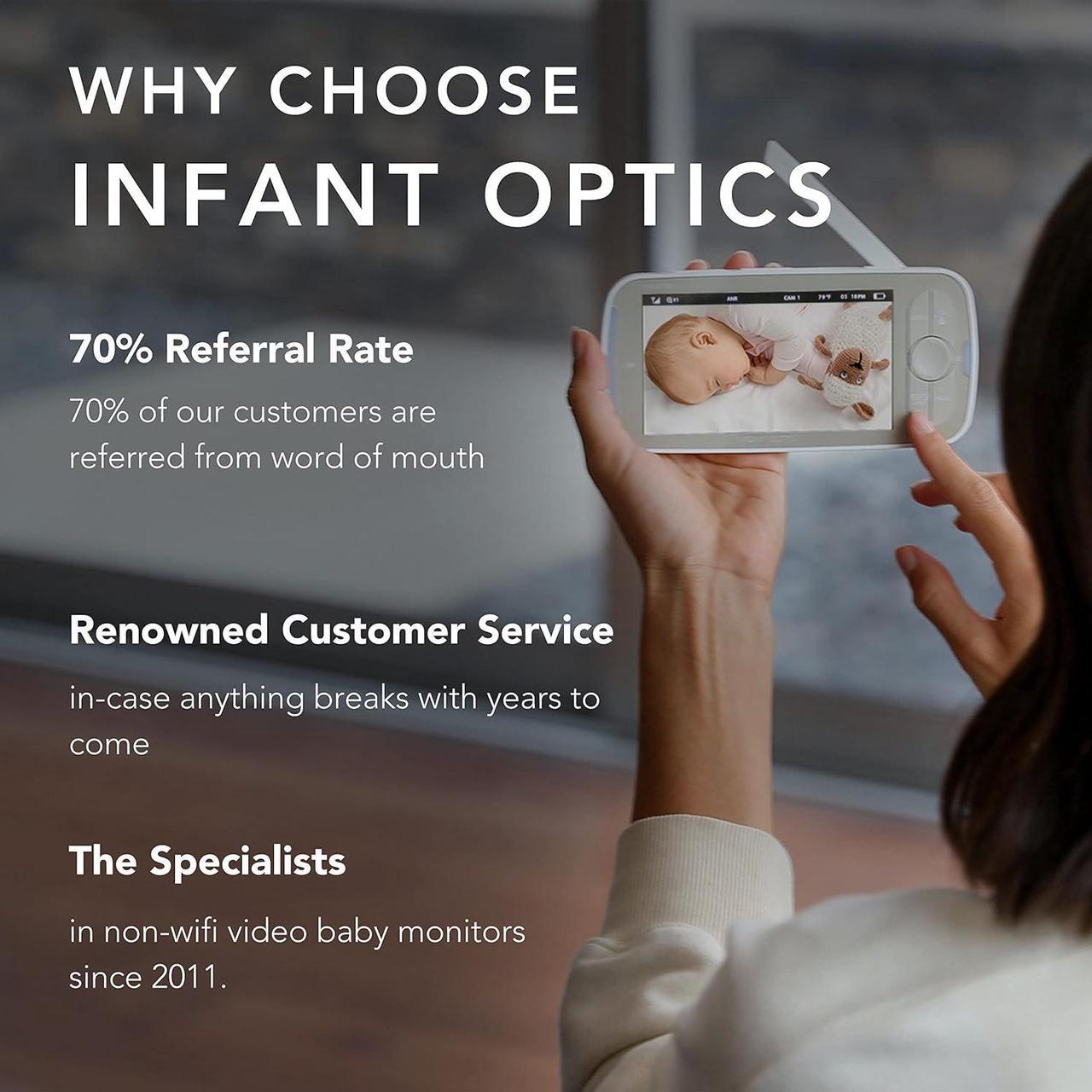 Alt view image 6 of 7 - Infant Optics DXR-8 PRO Video Baby Monitor, 720P HD Resolution 5" Display, Patent-Pending A.N.R. (Active Noise Reduction), Pan Tilt Zoom, and Interchangeable Lenses