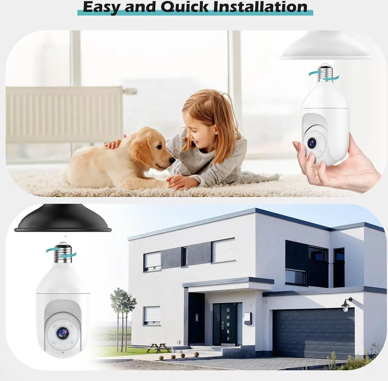 Alt view image 2 of 7 - 3Packs 2K Bulb Security Cameras Wireless Outdoor Indoor, 2.4GHz WiFi Cameras for Home Security with Spotlight, Color Night Vision, Motion Detection, 2-Way Audio, Audible Alarm