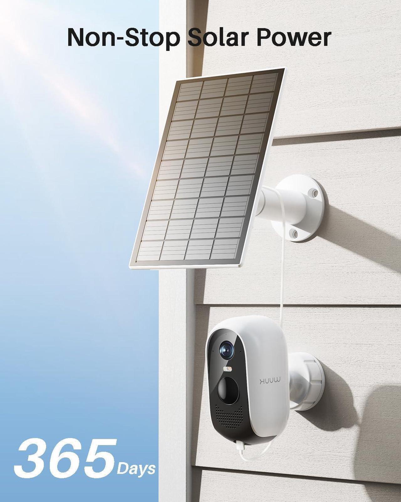 Alt view image 3 of 7 - WUUK 2K Solar Security Cameras Wireless Outdoor, Homebase Support Up to 8 Cams, 2 Cams Kit with Forever Power, No Monthly Fee, 32GB Local Storage, Compatible for Alexa, Google Home&IFTTT, 2.4G&5G WiFi