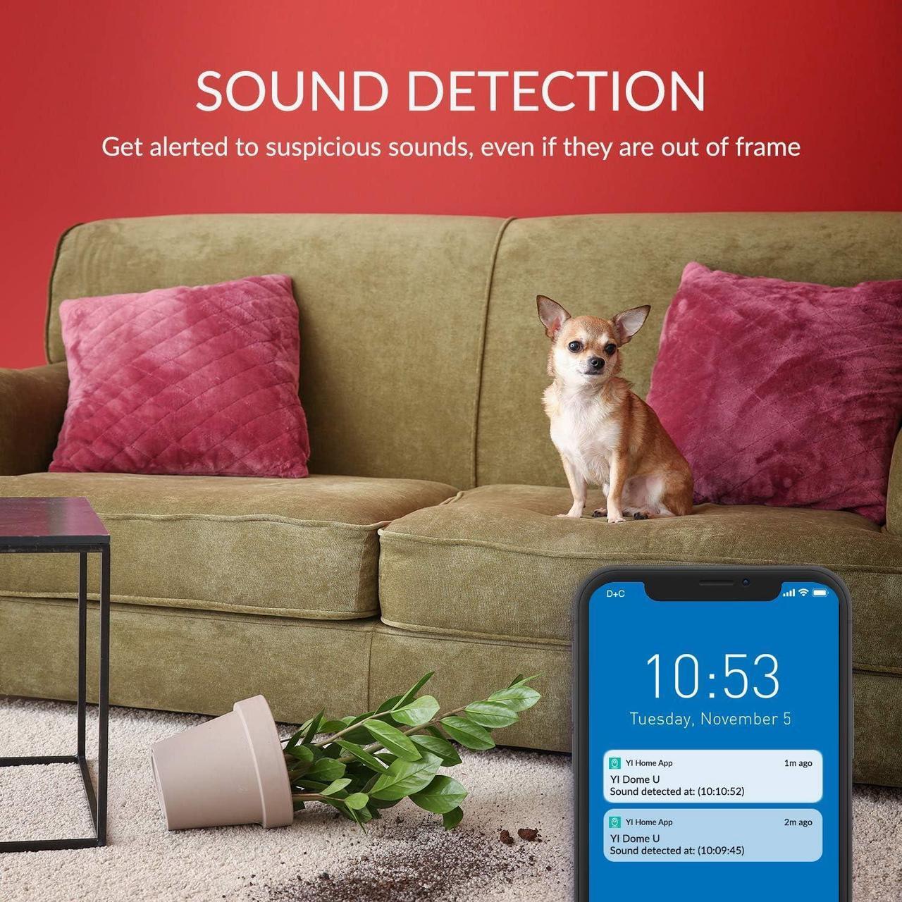 Alt view image 7 of 7 - YI Pet Security Camera 2pc, 1080p 360-degree Smart Indoor Dog Cat Dome IP Cam with Night Vision, 2-Way Audio, Motion Detection, Phone App, Compatible with Alexa and Google