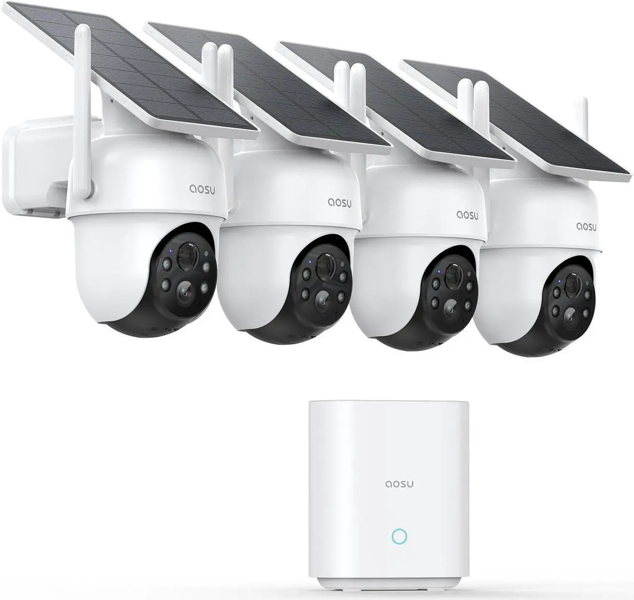 Alt view image 2 of 7 - AOSU Home Security System DIY Kit, SolarCam D1 Classic 4 Kit + 5MP Doorbell Camera Wireless + 2K Indoor Camera.