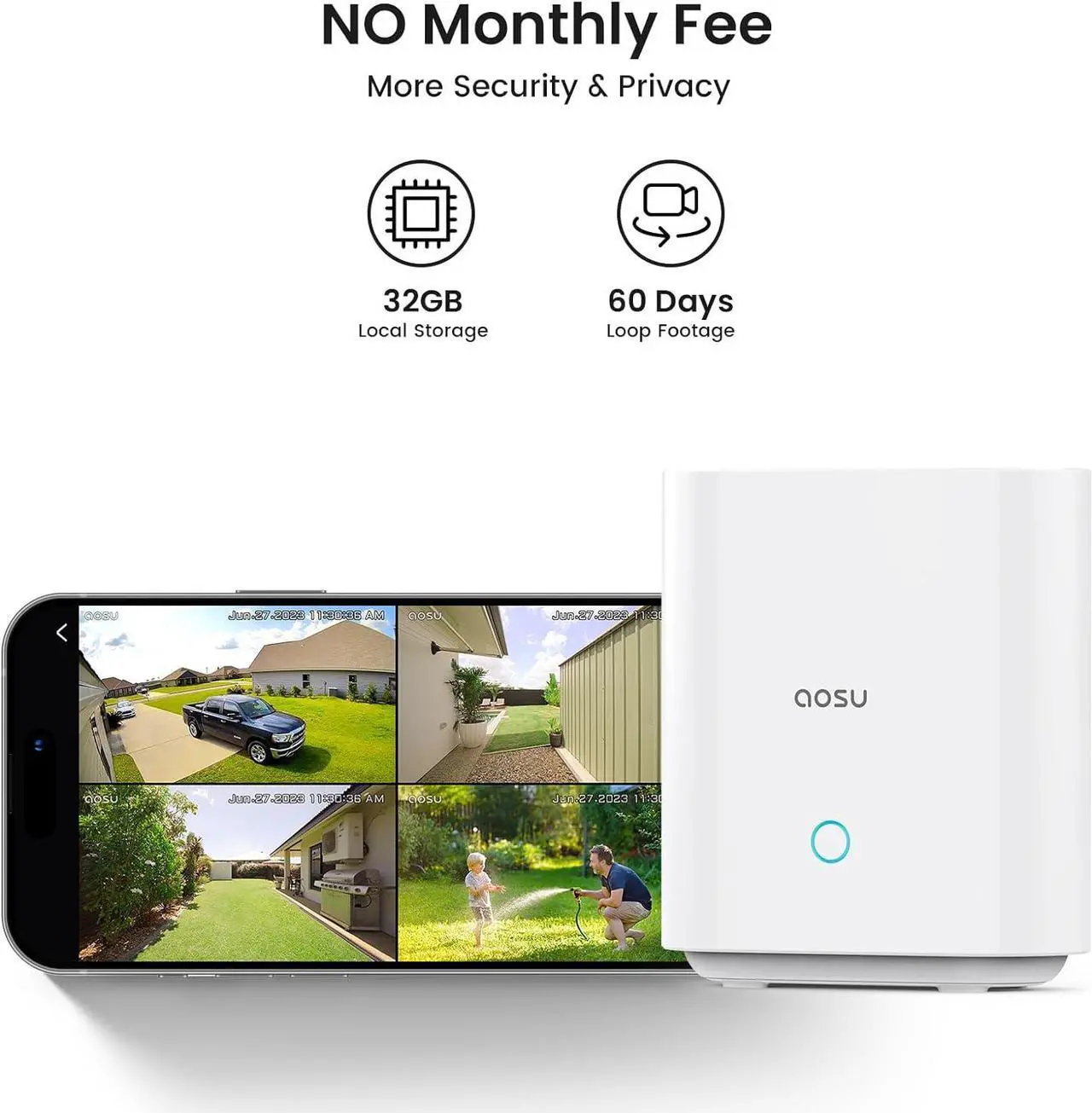 Alt view image 5 of 7 - AOSU Home Security System DIY Kit, SolarCam D1 Classic 4 Kit + 5MP Doorbell Camera Wireless + 2K Indoor Camera.