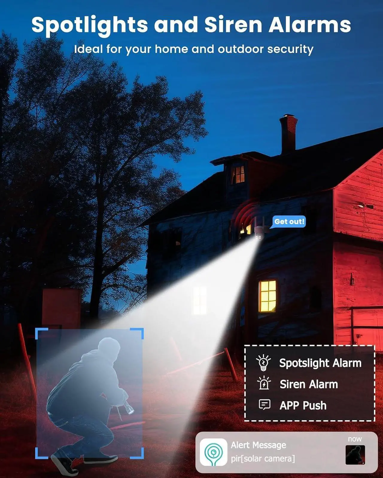 Alt view image 5 of 7 - Solar Security Cameras Wireless Outdoor, 2 Pack 3MP Security Cameras Wireless Outdoor, Pan Tilt 360°WiFi Camera with Color Night Vision/PIR Sensor/2-Way Audio/Alexa/Google Assistant