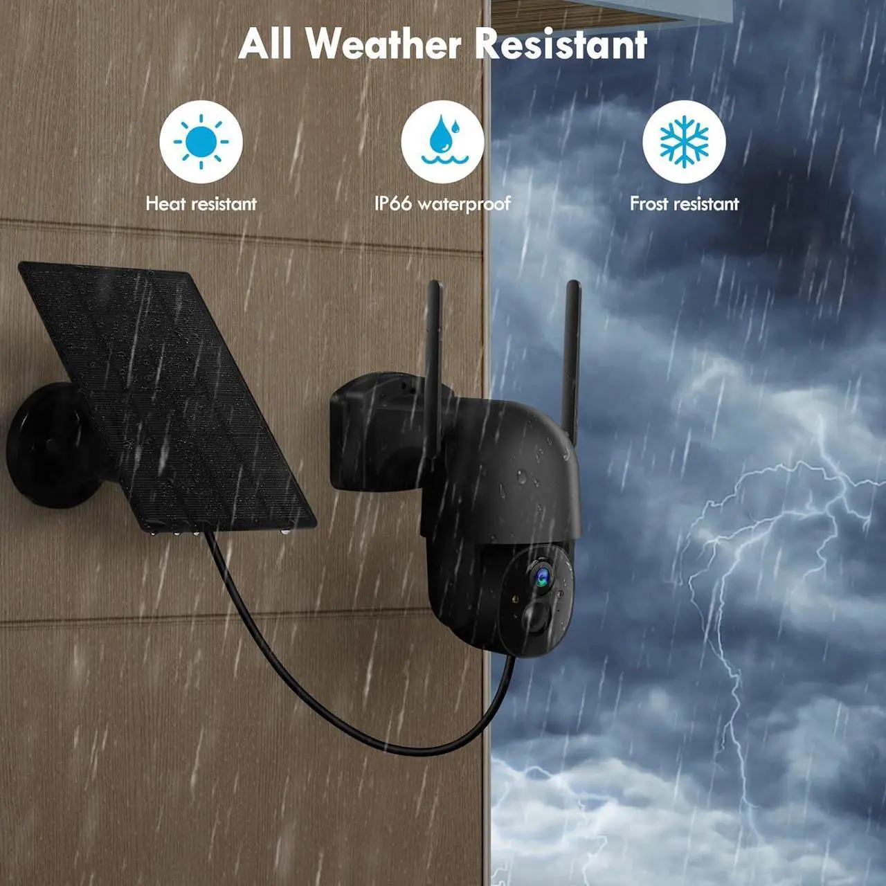 Alt view image 7 of 7 - Solar Security Cameras Wireless Outdoor, 3MP 2K FHD Outdoor Camera Wireless 2.4G Wi-Fi 355° View Pan Tilt Security Cameras with AI Motion Detection, Siren, Two-Way Audio (Black)