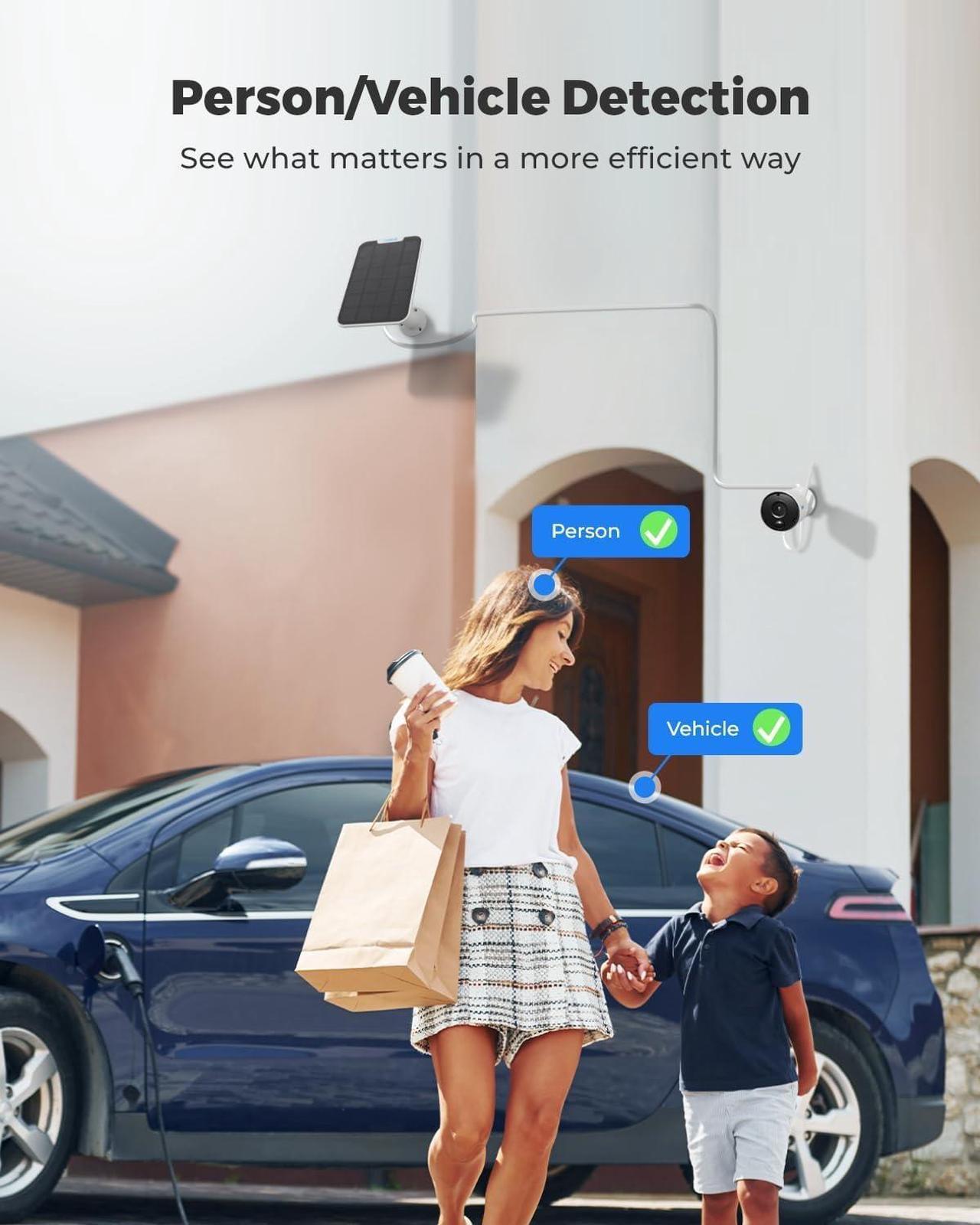 Alt view image 4 of 7 - REOLINK Argus Eco+SP - 2K Solar WiFi Security Cameras Outdoor Wireless, No Hub Needed, 3MP Night Vision, Human/Vehicle Detection, Solar Powered Wireless Home Security Camera Works with Alexa