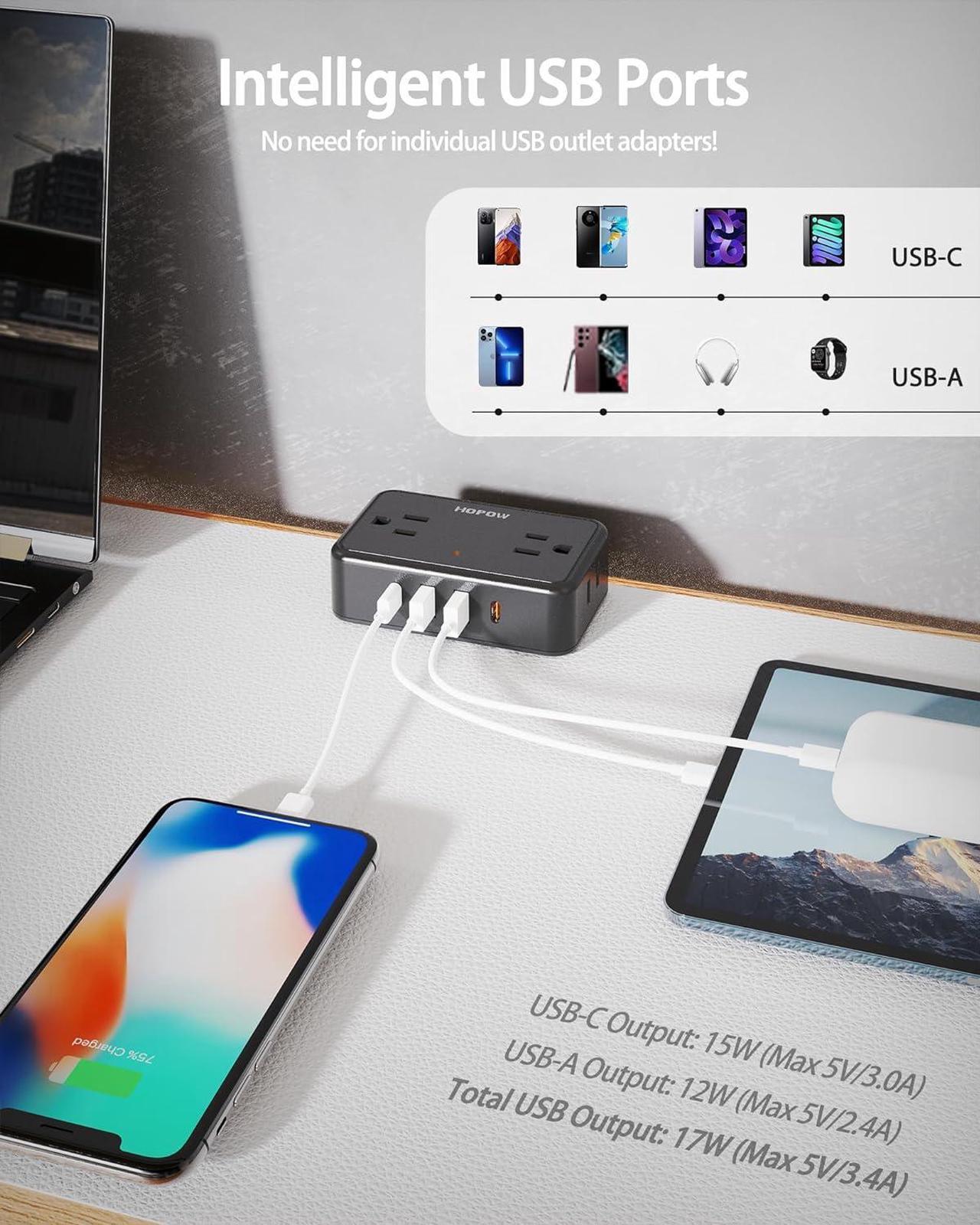 Alt view image 5 of 7 - Dual Layer Desk Clamp Power Strip, Desktop Edge Mount Charging Station with 13 Outlets 4 USB Ports (2 USB C), Under Desk Surge Protector(1700 Joules), 10 Ft Extension Cord for Office Home