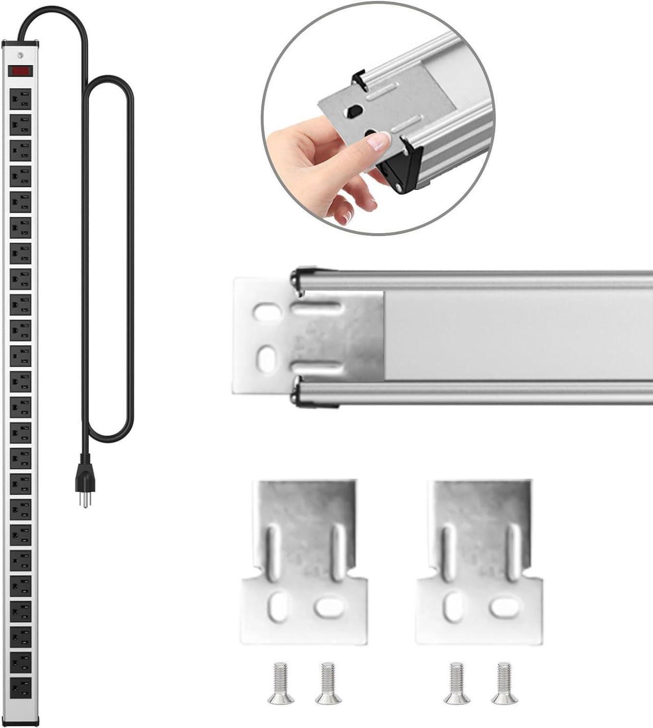 Alt view image 4 of 6 - 24 Outlets Extra Long Power Strip,Heavy Duty Metal Socket Power Strip,Metal Power Strip with 15-Foot Extension Power Cord,ETL Certified