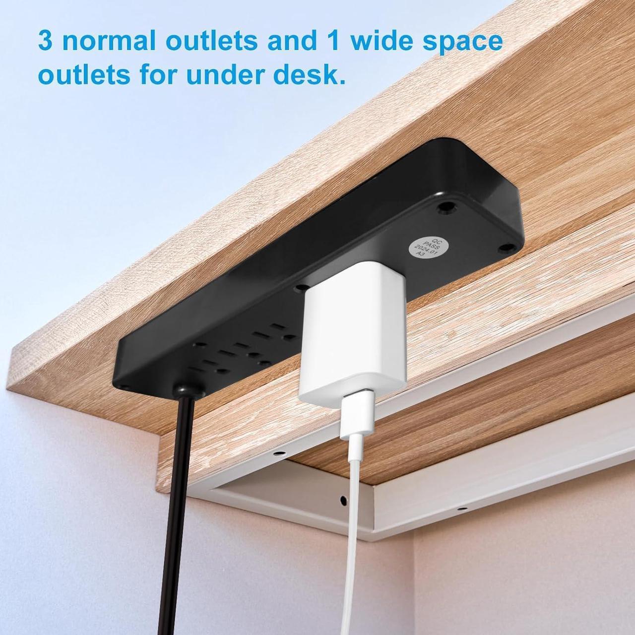 Alt view image 4 of 7 - 8 Outlets Dual Side USB C Recessed Power Strip Flush Mount Charging Station Built in Desk Multiple Power Socket for Furniture Cabinet Table Conference (Black)