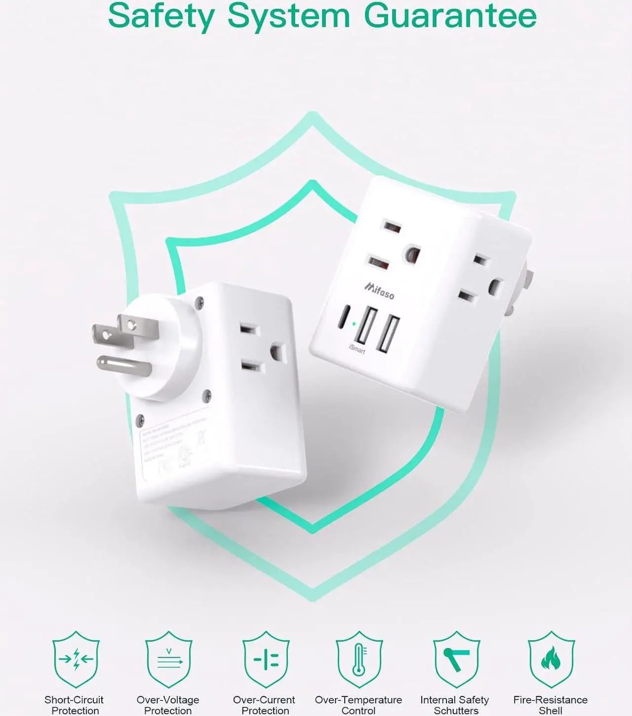 Alt view image 5 of 7 - 2 Pack Outlet Extender Multi Plug Outlet, USB Wall Charger with 3 USB Ports (1 USB C), No Surge Protector Cruise Essentials for Ship and Travel, ETL Listed