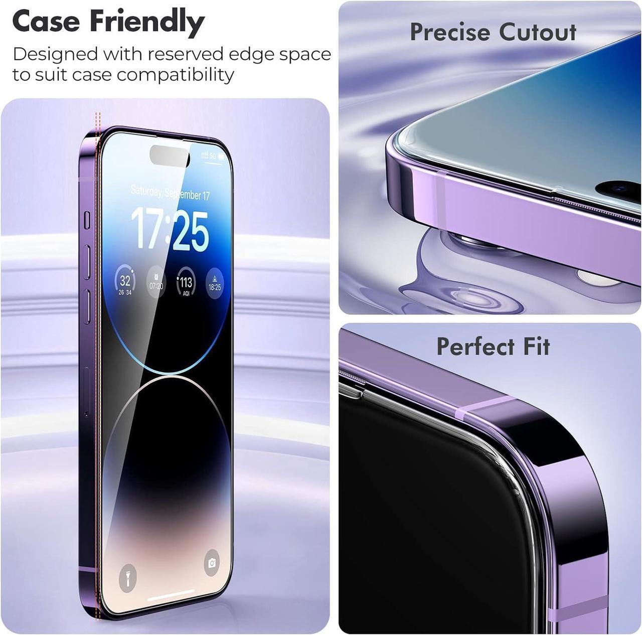 Alt view image 5 of 7 - UNBREAKcable 3-Pack Screen Protector for iPhone 14 Pro, Double Shatterproof Tempered Glass [Easy Installation Frame] [9H Hardness] [99.99% HD Clear] [Case Friendly] for iPhone 14 Pro 6.1 inch