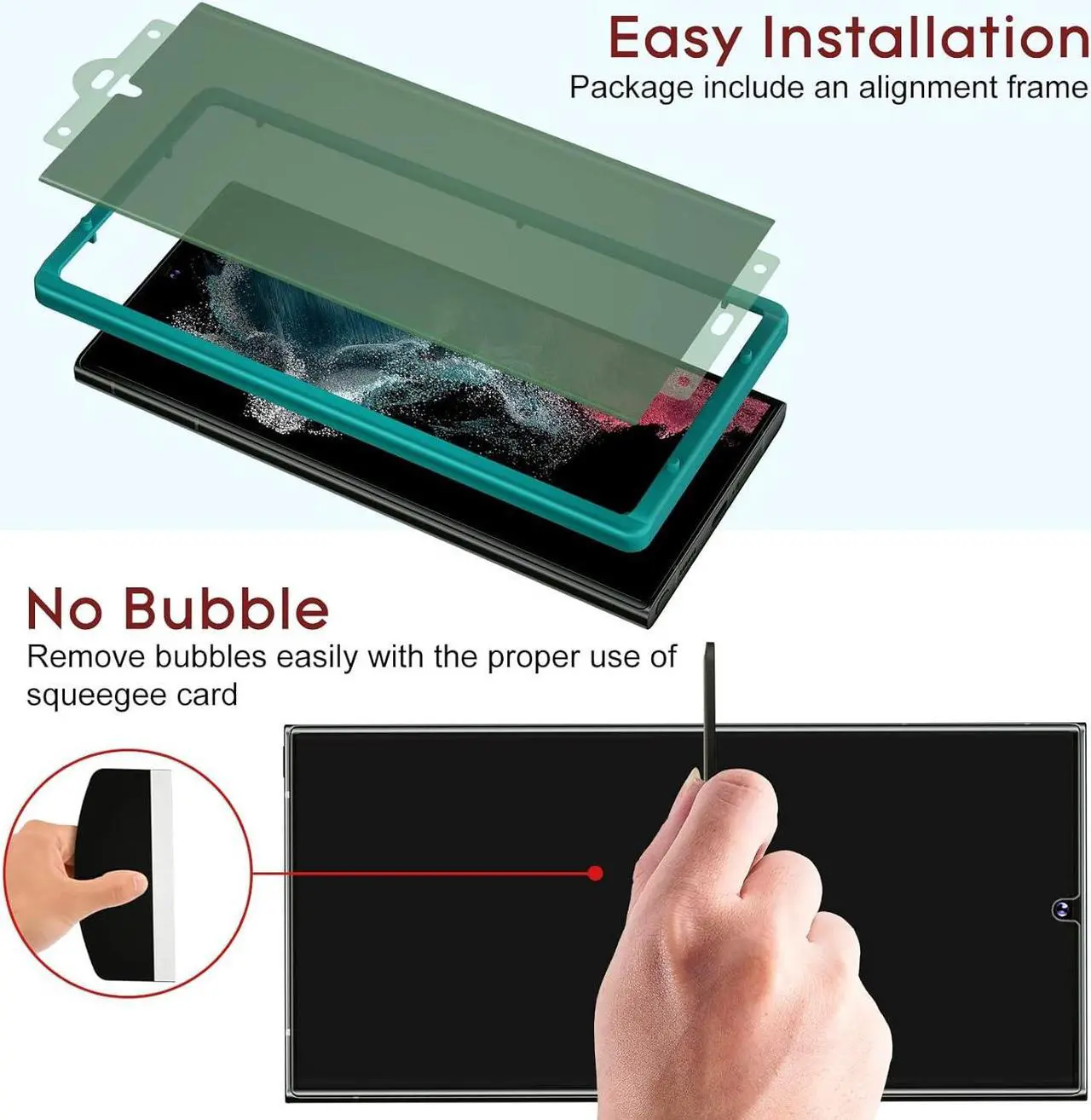 Alt view image 5 of 6 - Esanik Privacy Screen Protector for Samsung Galaxy S22 Ultra 6.8 Inch Screen Protector [2 Pieces], 2 x PET Privacy Film [Non-Glass] + 2 x Camera Tempered Glass Screen Protectors, Anti-Spy Privacy Film