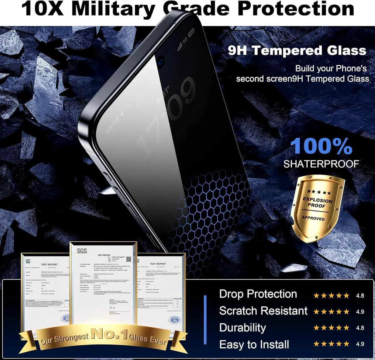 Alt view image 6 of 6 - WSKEN for iPhone 15 Pro Max Privacy Screen Protector [Auto-Dust Removal] Full Coverage Screen 2.5D Edge 28 Degree 10s HD Tempered Glass Film with Dust Clean Installing House 2023 5G 6.7inch - 2 Pack