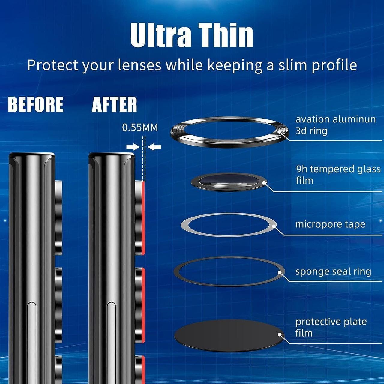 Alt view image 6 of 7 - [2 Pack] Camera Lens Protector Compatible with Galaxy S24 Ultra 5G HD Tempered Glass Case Friendly Easy Installation Scratch Resistant Cover Film - Black