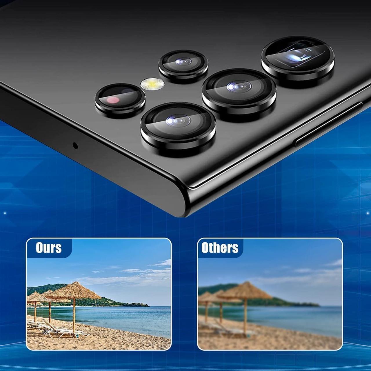 Alt view image 7 of 7 - [2 Pack] Camera Lens Protector Compatible with Galaxy S24 Ultra 5G HD Tempered Glass Case Friendly Easy Installation Scratch Resistant Cover Film - Black