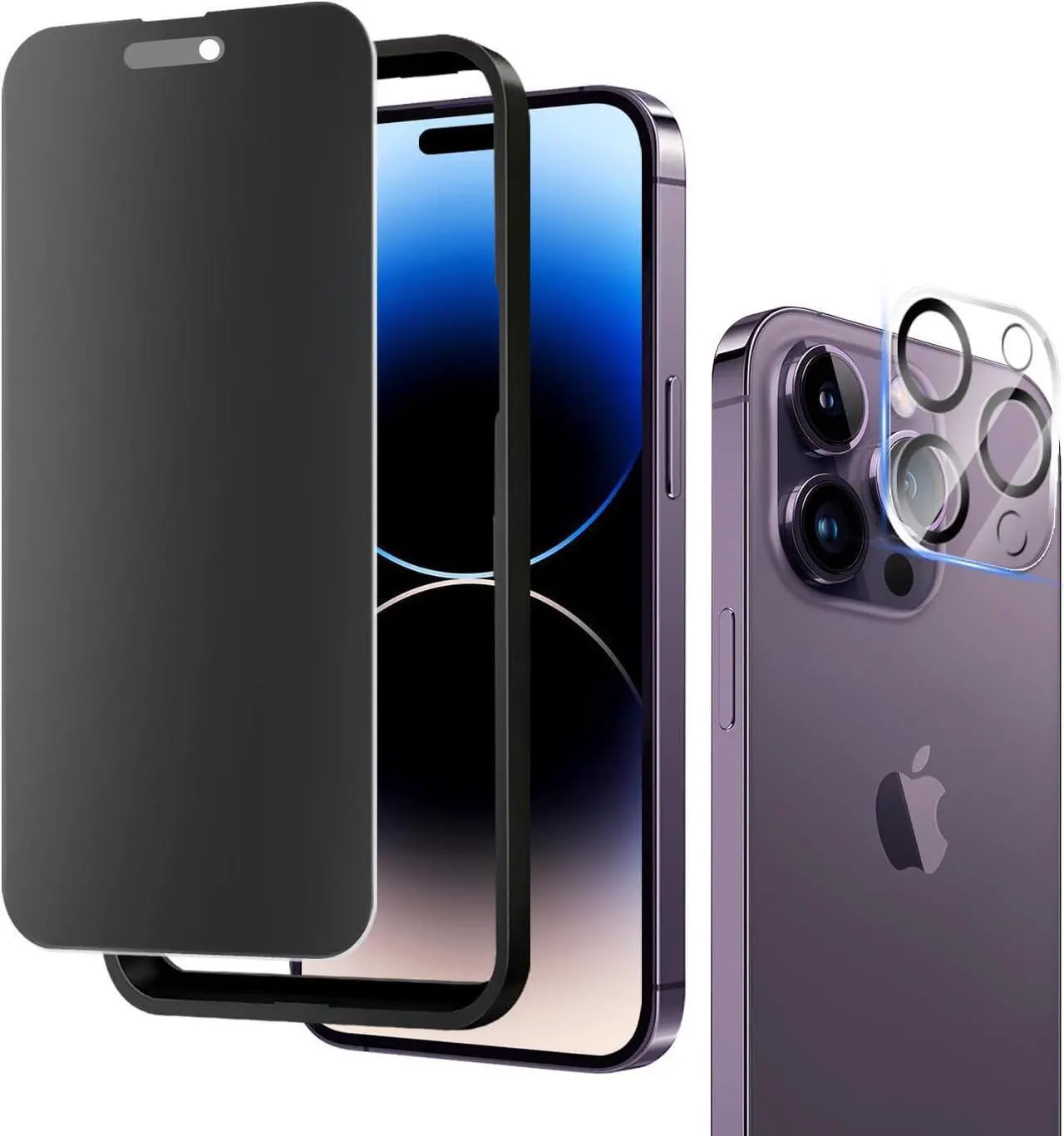 Main image of for iPhone 14 Pro Max 6.7" Matte Privacy Screen Protector with Camera Lens Protector full coverage Anti-glare anti-spy Tempered Glass Film anti-fingerprint no black border Easy Installation