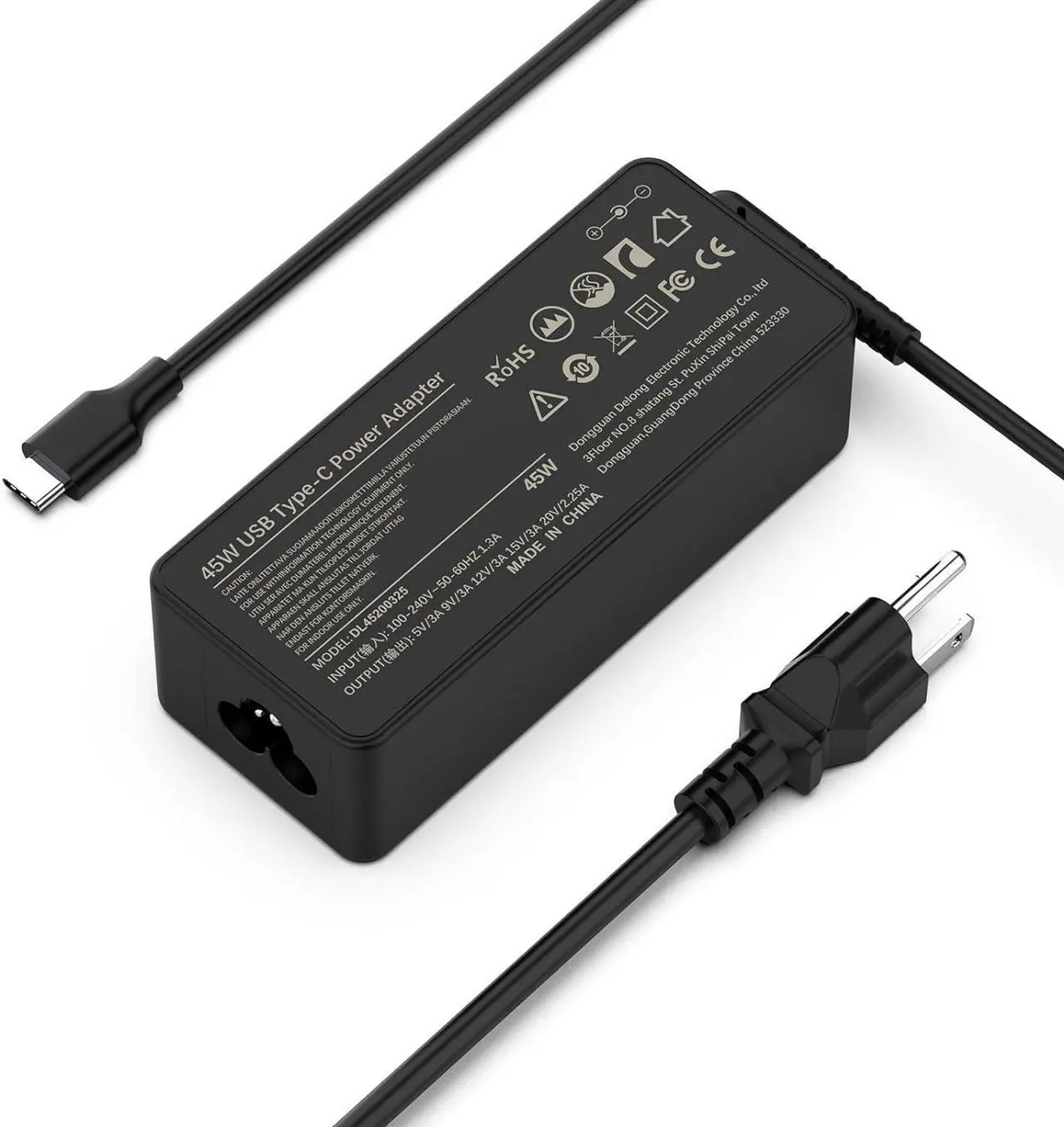 Main image of 45W USB-C Chrome Book. Laptop Charger for HP Chromebook X360 14 11 11A 12, for Lenovo Acer Google Asus Samsung ct-x636f USBC Type C Computer Power Supply Flat Adapter Fast Charging Cord Replacement