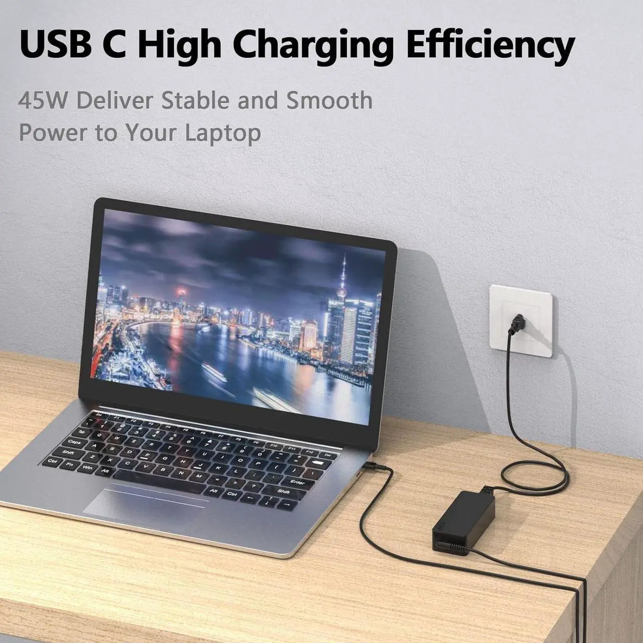 Alt view image 7 of 7 - 45W USB-C Chrome Book. Laptop Charger for HP Chromebook X360 14 11 11A 12, for Lenovo Acer Google Asus Samsung ct-x636f USBC Type C Computer Power Supply Flat Adapter Fast Charging Cord Replacement