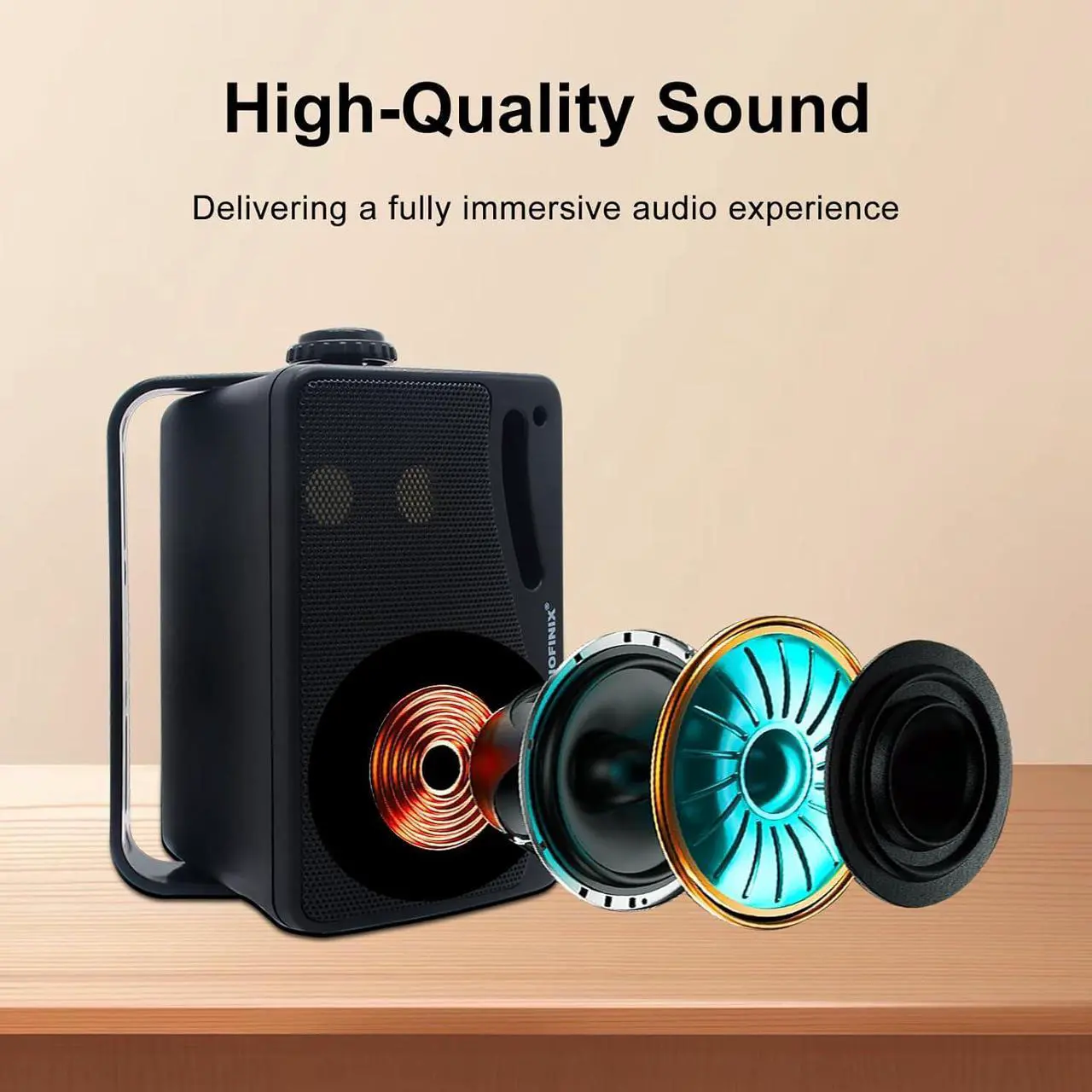 Alt view image 3 of 7 - 3.5 Inch Outdoor Bluetooth Speakers Waterproof,3 Way 200W Upgrade Premium Wall Mount Speakers,Perfect use in Patio,Deck, Indoor OutdoorBlack